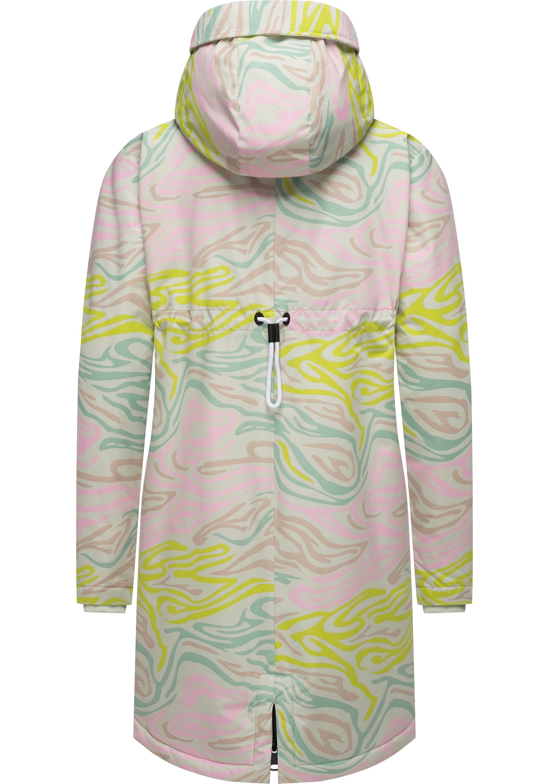Ragwear Wintermantel »Holstic Print«, Wasserdichter Winter Kurzmantel mit Kapuze