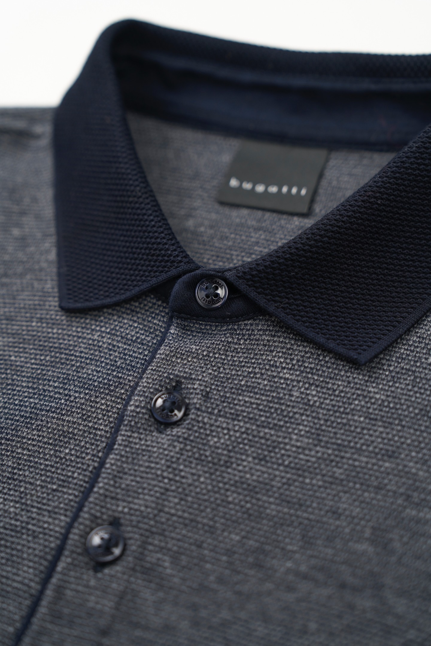 bugatti Langarm-Poloshirt, mit Strukturkragen