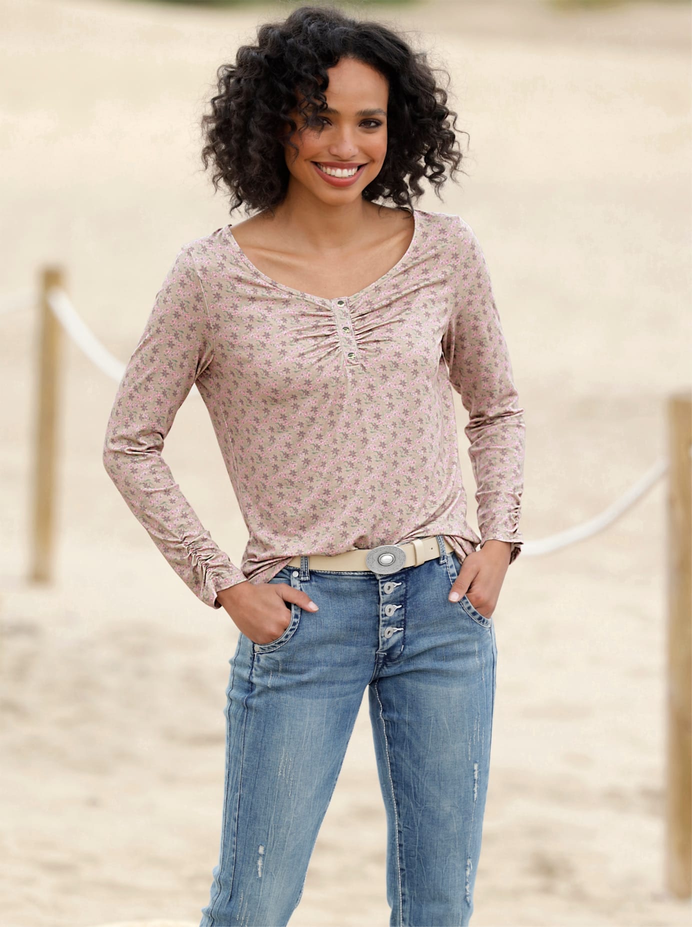 heine Langarmshirt "Druck-Shirt", 1 Stk. günstig online kaufen