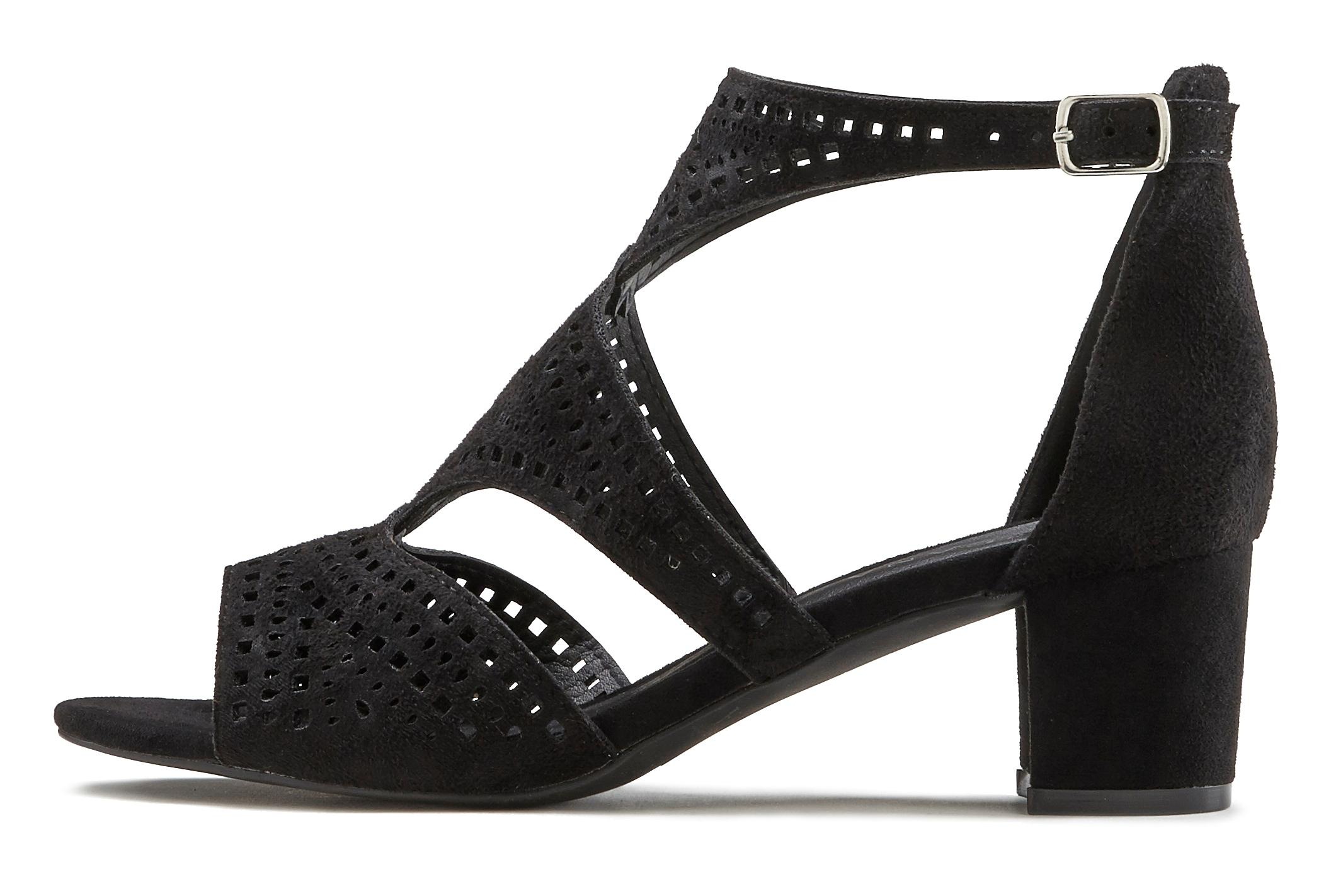 Riemchensandalette LASCANA "Sommerschuh", Damen, Gr. 36, schwarz, Obermaterial: 100% Textilmaterial. Decksohle: 100% Lederimitat. Futter: 100% Lederimitat. Laufsohle: 100% Synthetik, unifarben, Basic, Schuhe, mit Blockabsatz VEGAN 2