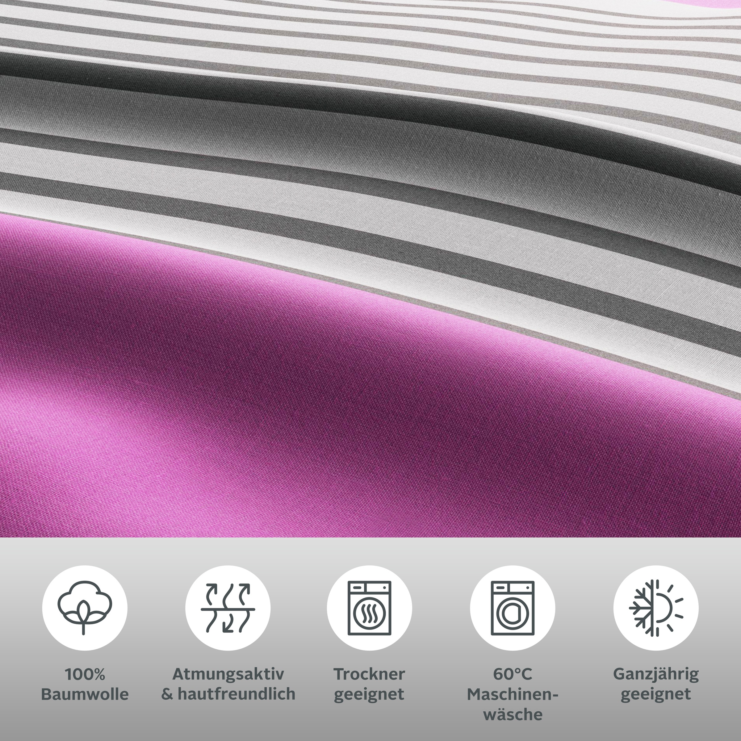 Thumbnail - H.I.S Bettwäsche "Majoran" 2 Stk. gestreifte Bettwäsche in verschiedenen Qualitäten