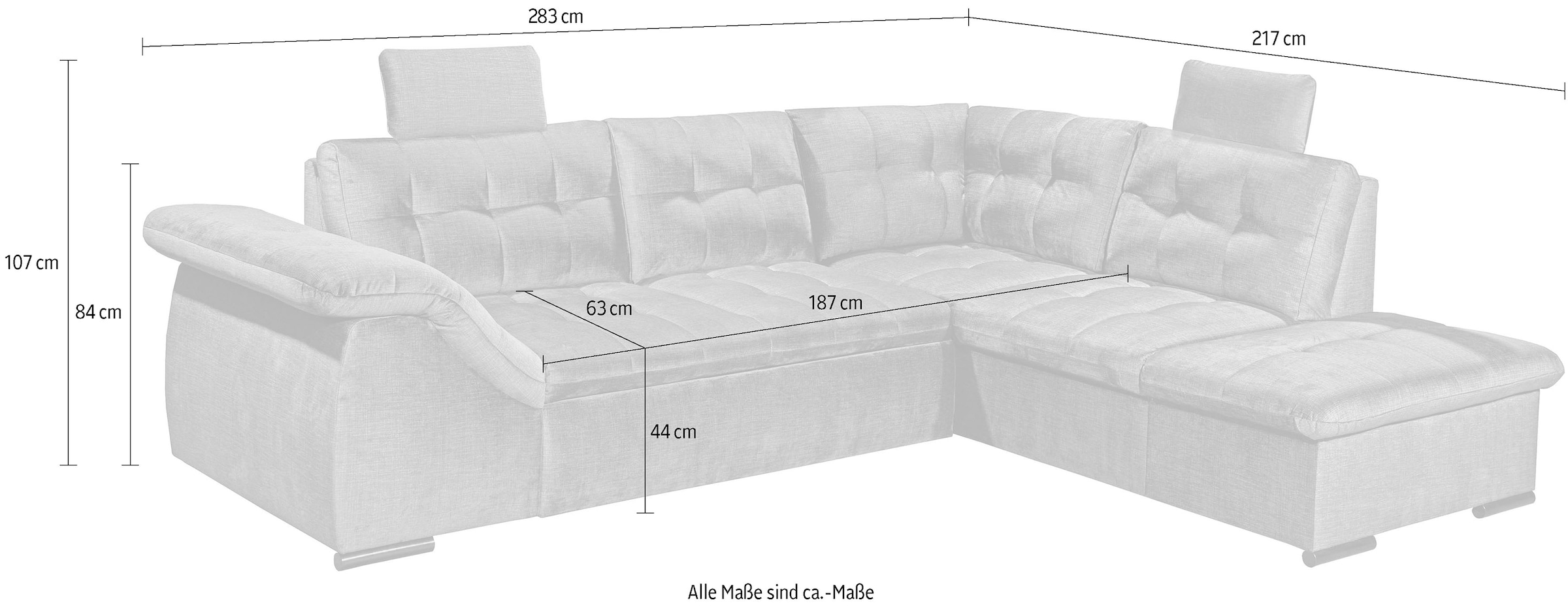 ED EXCITING DESIGN Ecksofa »Estrella L-Form«, mit Bettfunktion, Bettkasten, Armteilverstellung & Kopfstützen