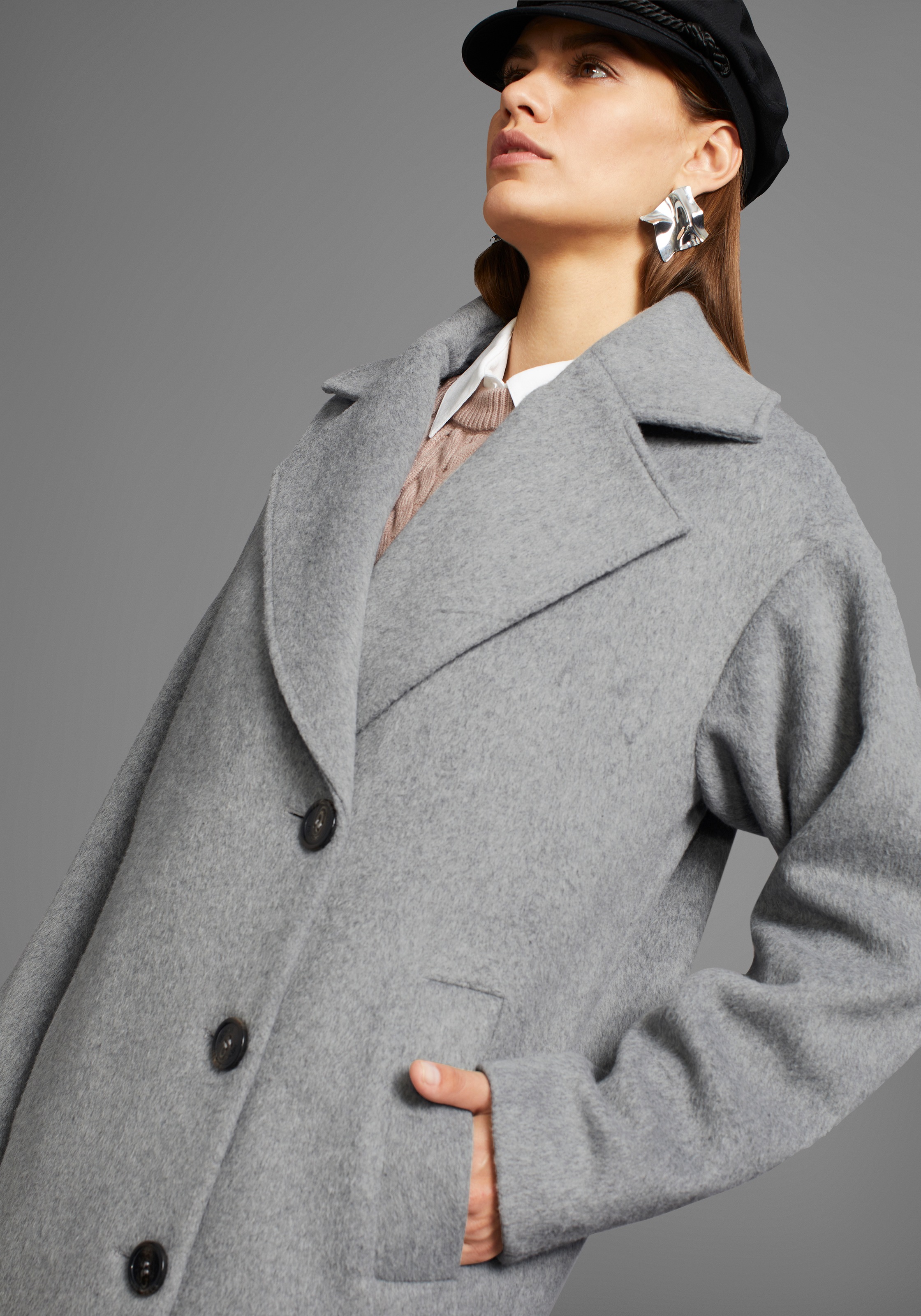 Thumbnail - HECHTER PARIS Wollmantel in asymmetrischer Oversize-Form