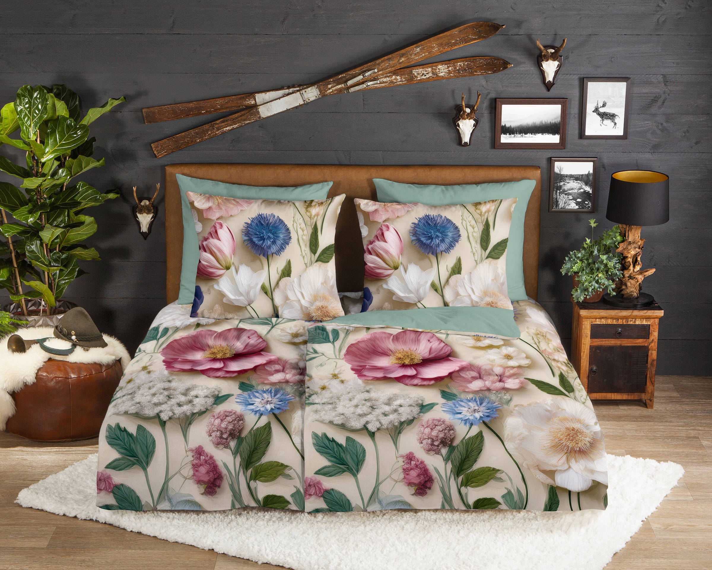 good morning Wendebettwäsche »Zelma« 2 Stk. tlg. Flanell, Biber, Winter, Warm, Reißverschluss, Wendeoptik, Blume