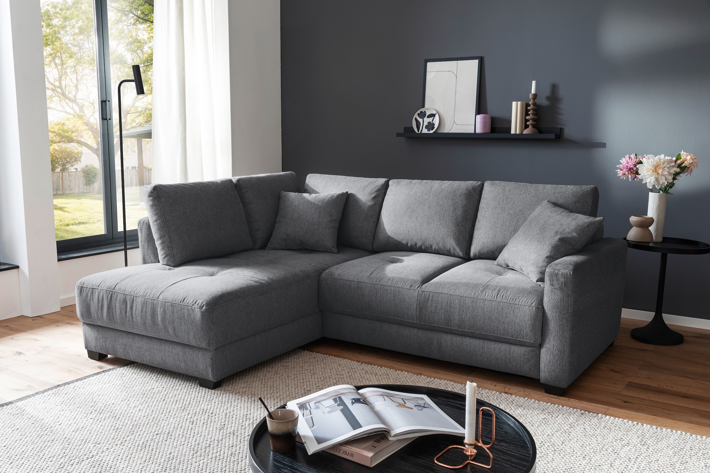 Mr. Couch Ecksofa »Pierre, L-Form mit Taschenfederkern« mit DuraSpring-Taschenfederkern bis 140 kg belastbar