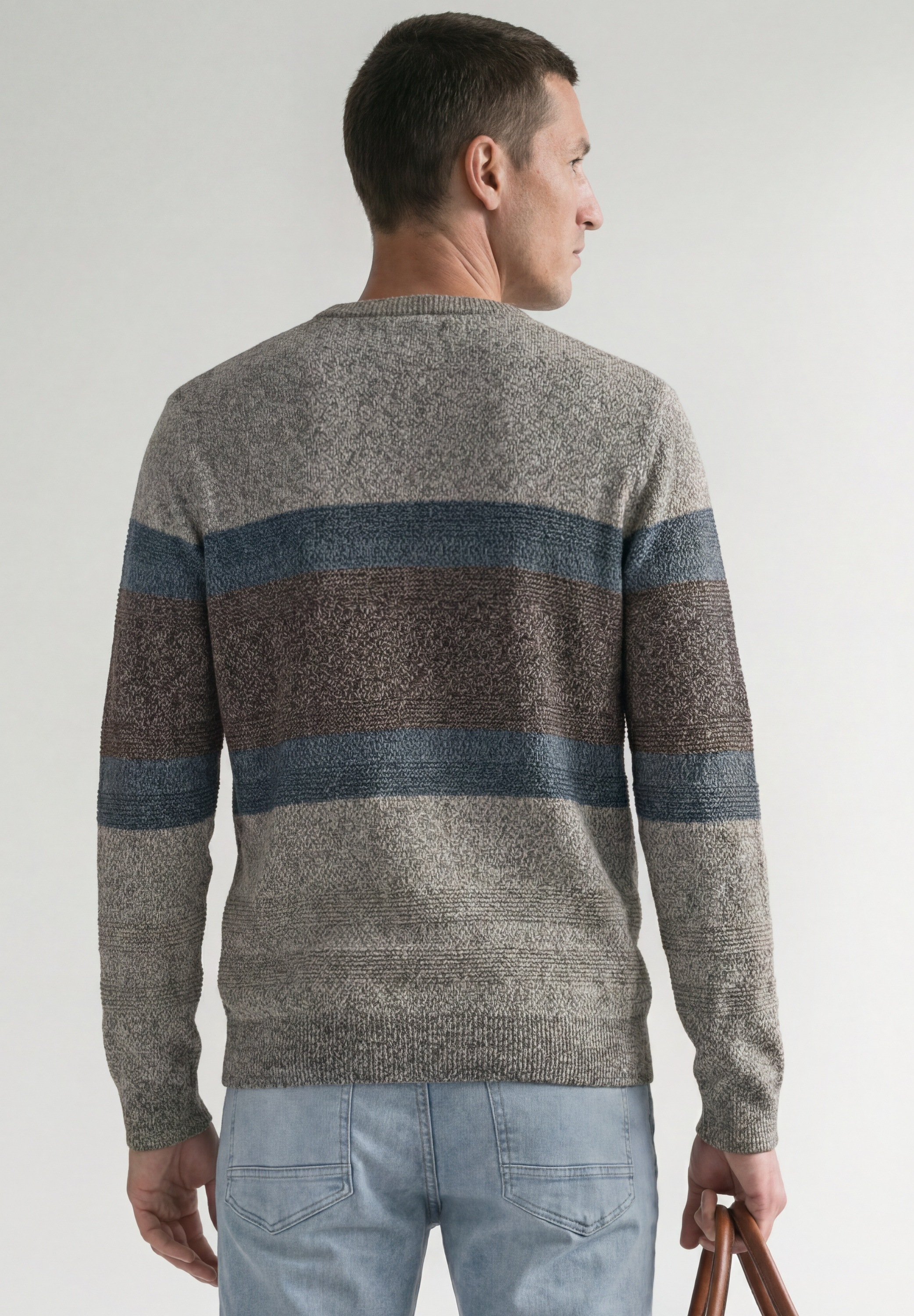 STREET ONE MEN Rundhalspullover aus reiner Baumwolle