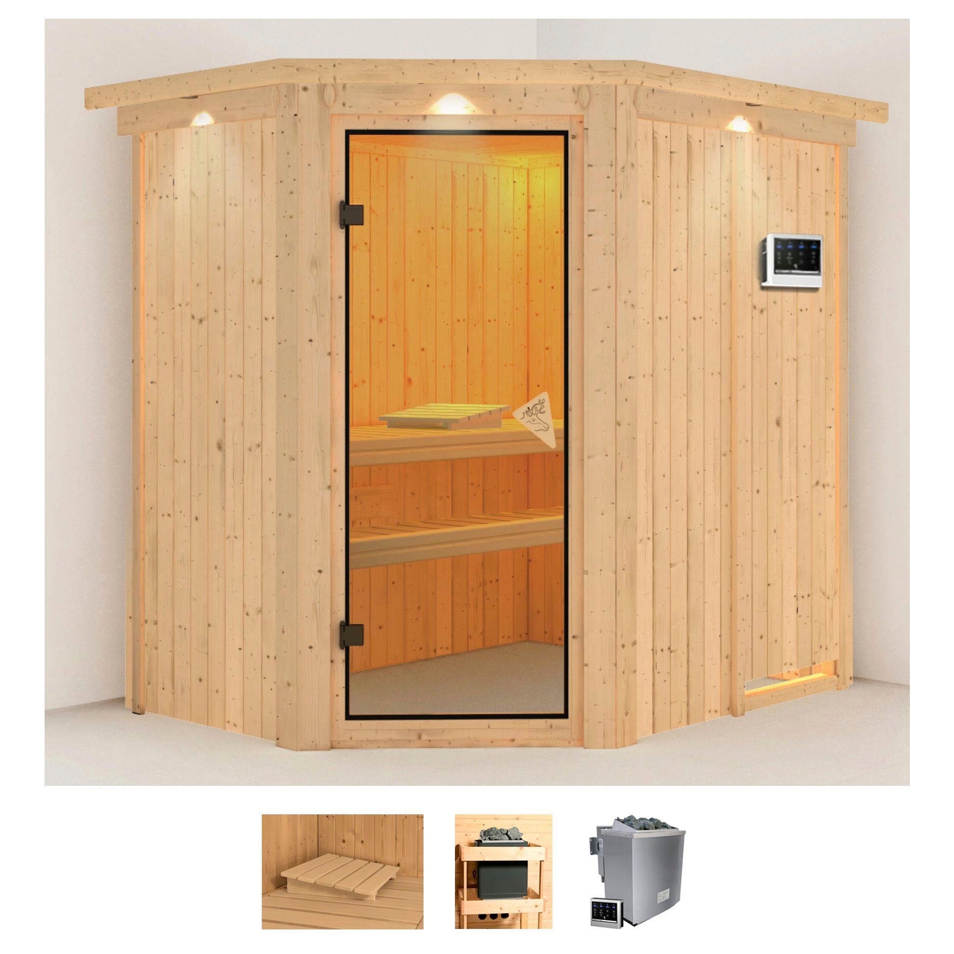 Karibu Pirtis »Clara« (Set) 9 KW-Bio-Ofen su ...