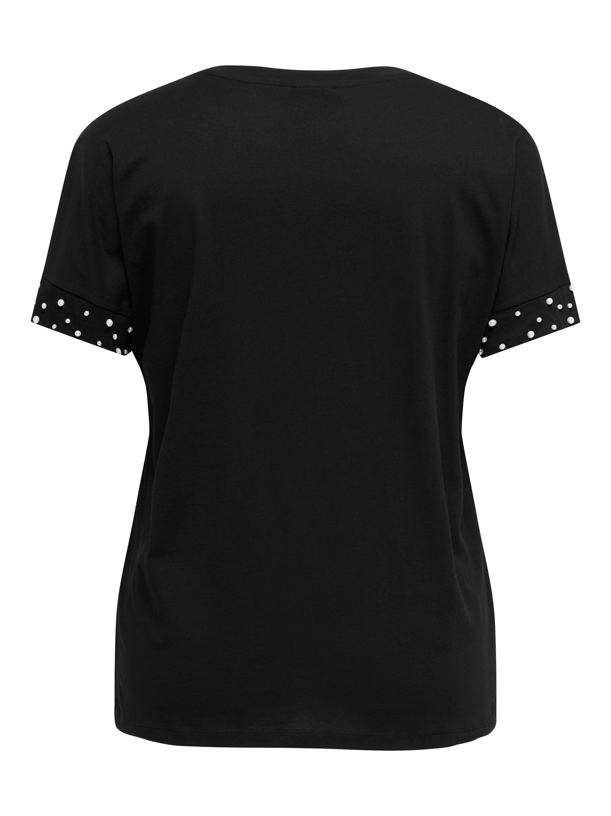 ONLY CARMAKOMA Kurzarmshirt »CAROLIVIA S/S LOOSE O-NECK TOP JRS«, mit Zierperlen