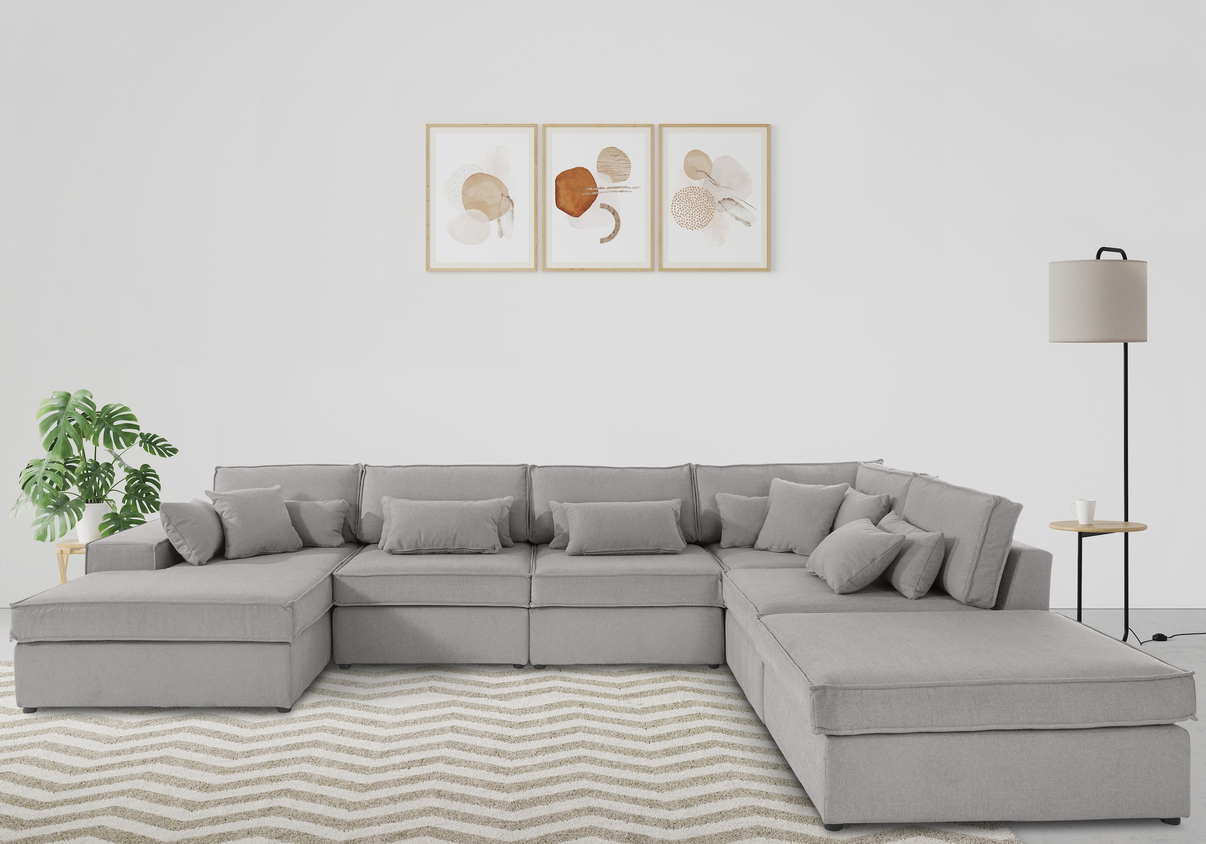 OTTO home Wohnlandschaft "Florid U-Form" 6 Teile, bestehend aus Modulen, viele Bezugsqualitäten, auch in Cord