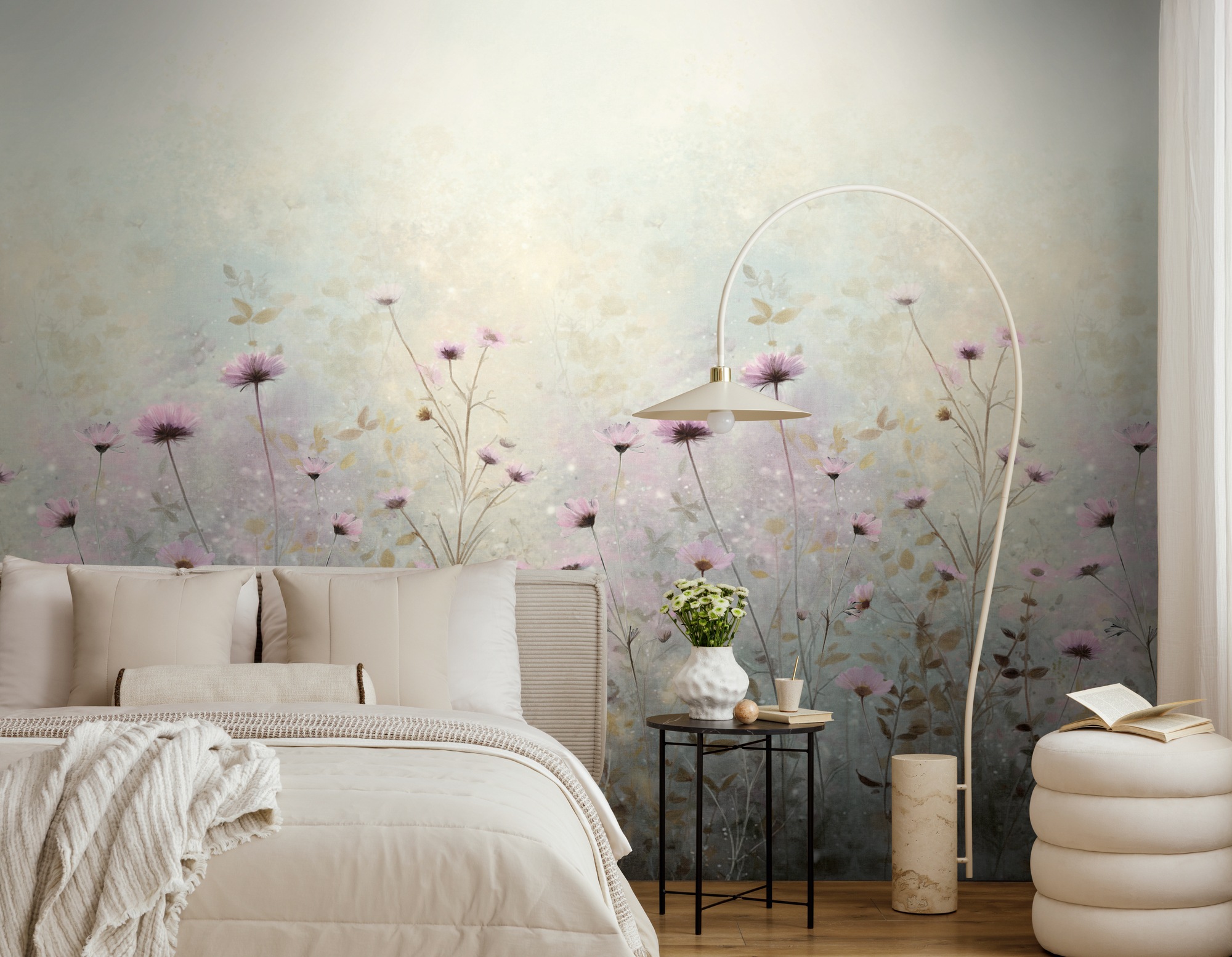 living walls Fototapete »The Wall 4 Flowers – Filigrane Blumenwiese Vlies-Fototapete« botanisch | floral | matt leicht strukturiert Filigrane Blumenwiese mit natürlicher Tiefenwirkung