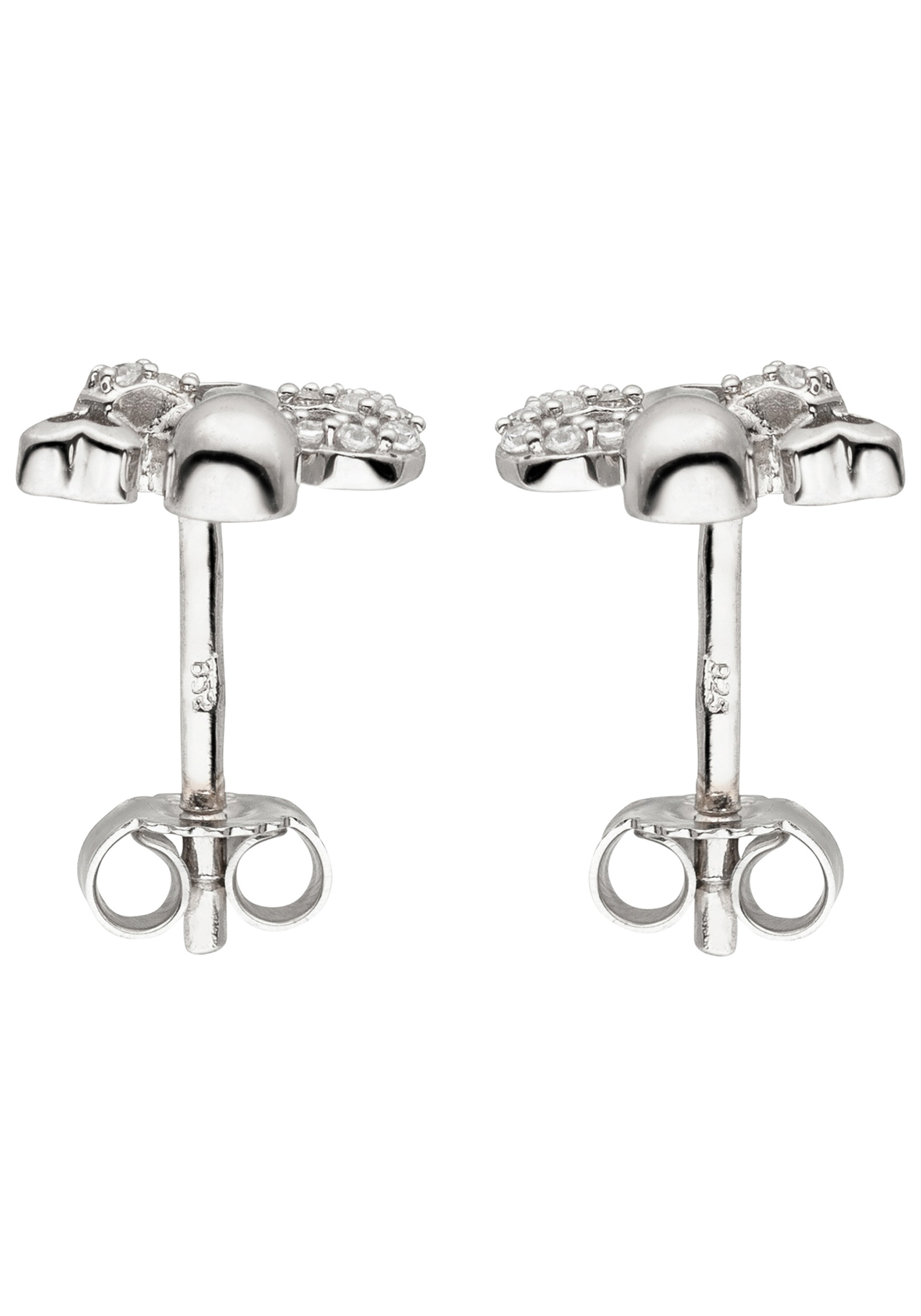 JOBO Paar Ohrstecker »Engel-Ohrringe Schutzengel mit 24 Zirkonia« 925 Silber rhodiniert