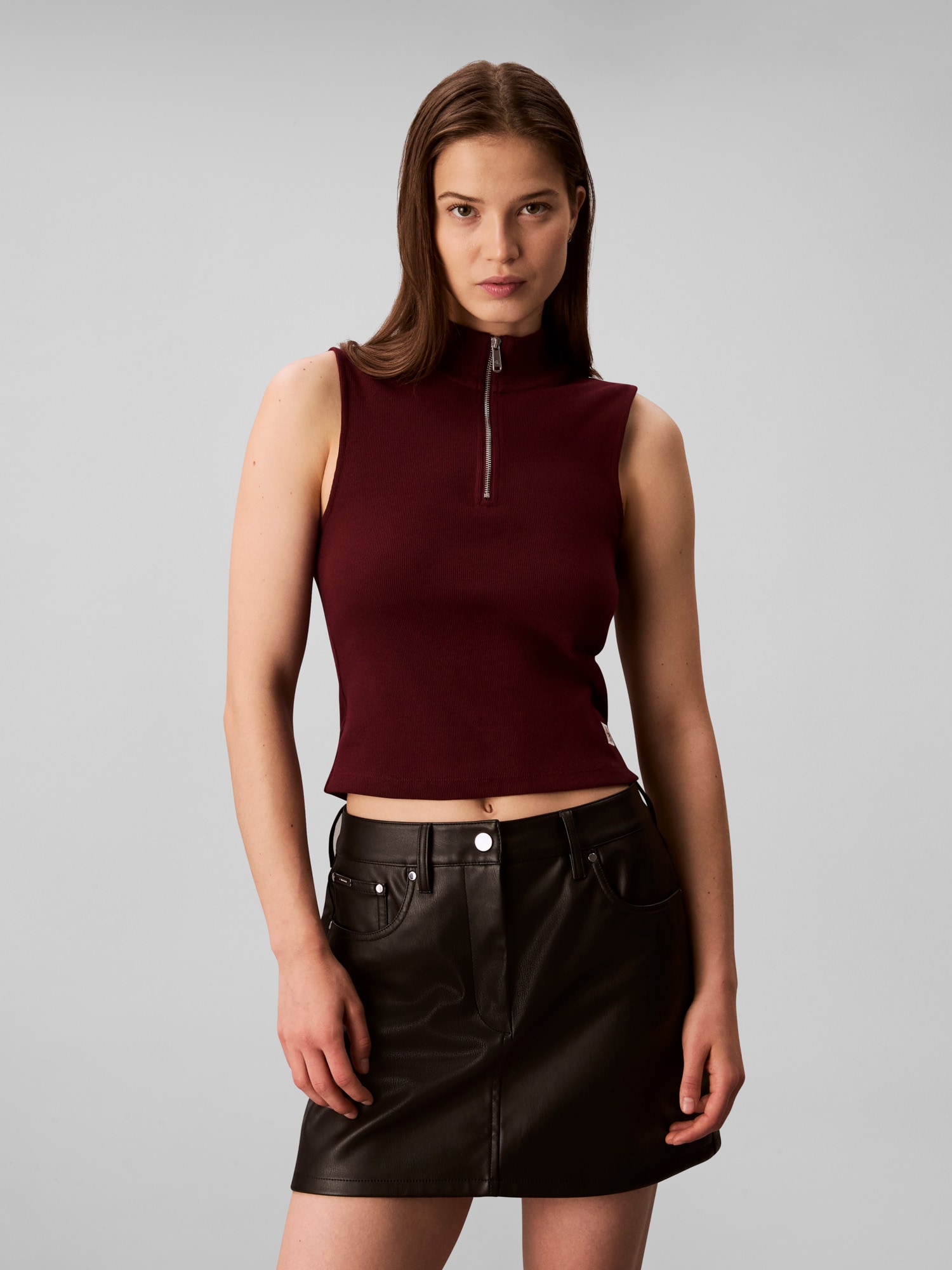 Calvin Klein Jeans Tanktop "A- WOVEN LABEL SL QZ TOP", Mit Rundhalsausschni günstig online kaufen