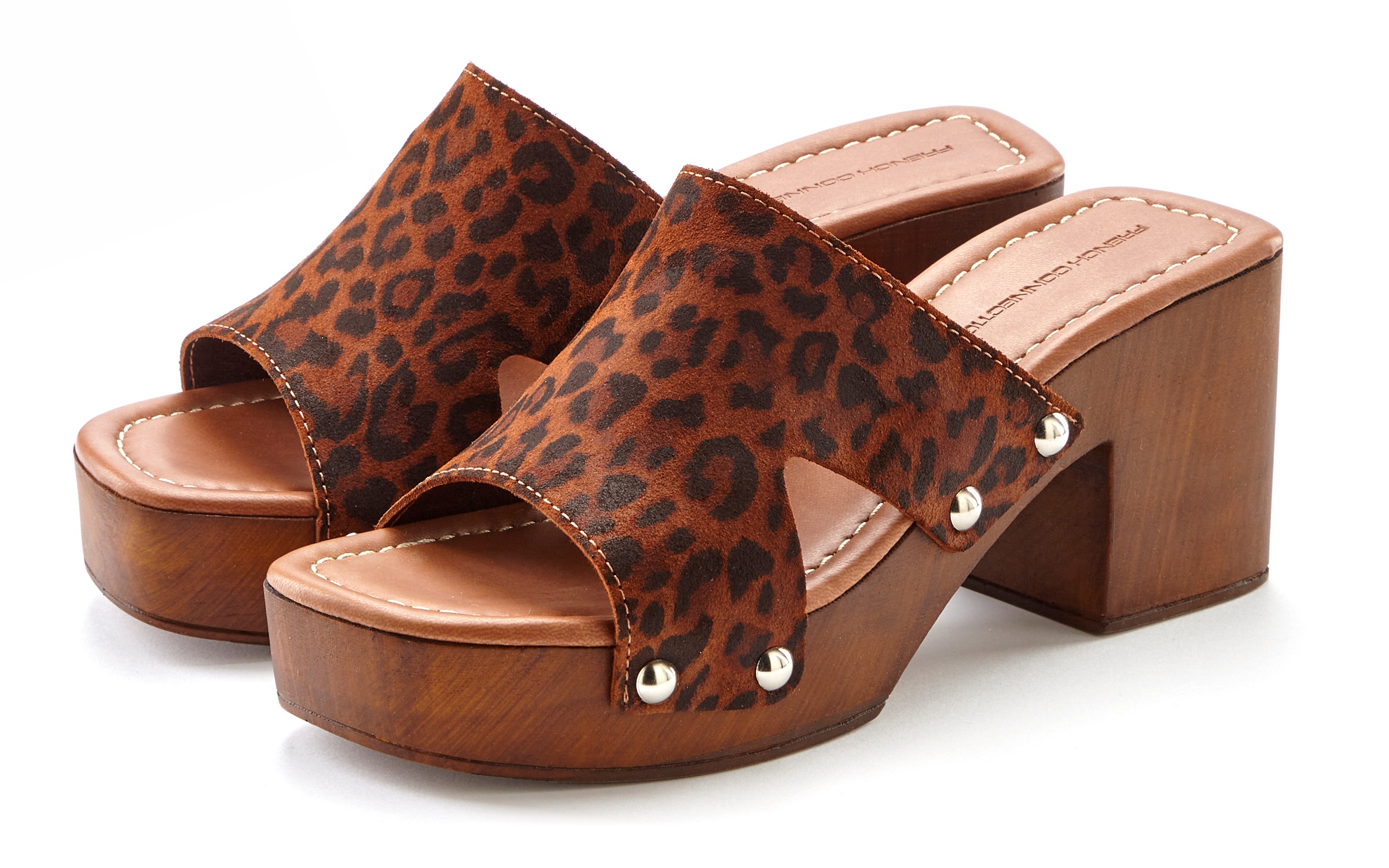 French Connection Pantolette, Mule, Sandale, offener Schuh aus Leder mit Bl günstig online kaufen