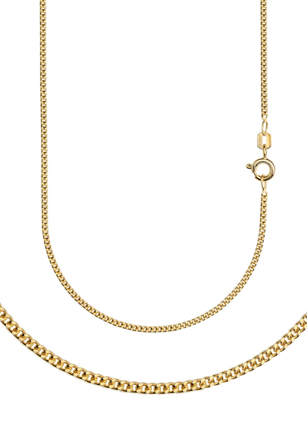 FIRETTI Damen Collierkettchen "Schmuck Geschenk Gold 333 oder 585 Halskette Panzerkette diamantiert", 60, Gelbgold 585, B: 1mm, gold, Gelbgold 585,