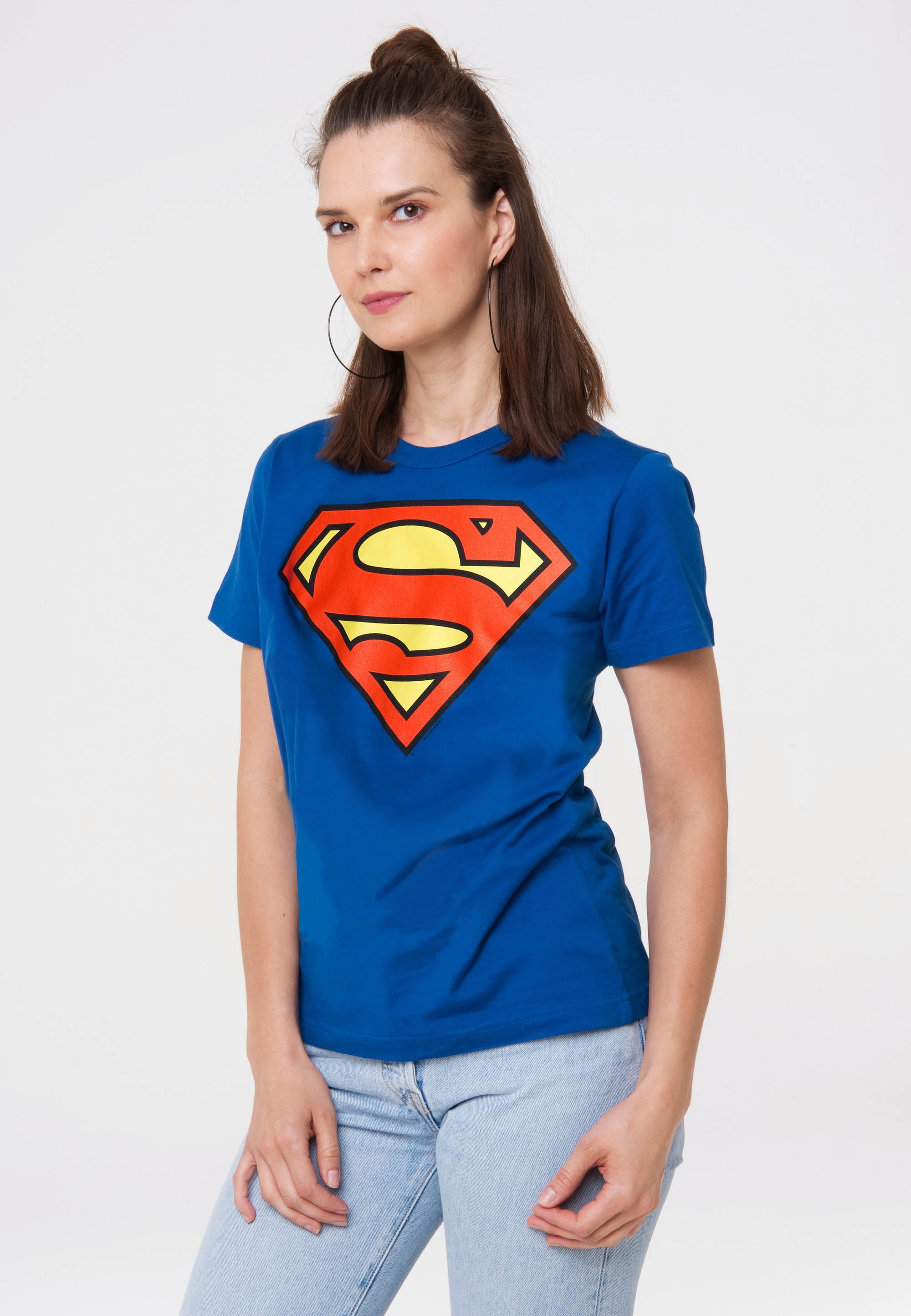 kaufen | trendigem »Superman für Logo«, T-Shirt LOGOSHIRT Superhelden-Print mit BAUR