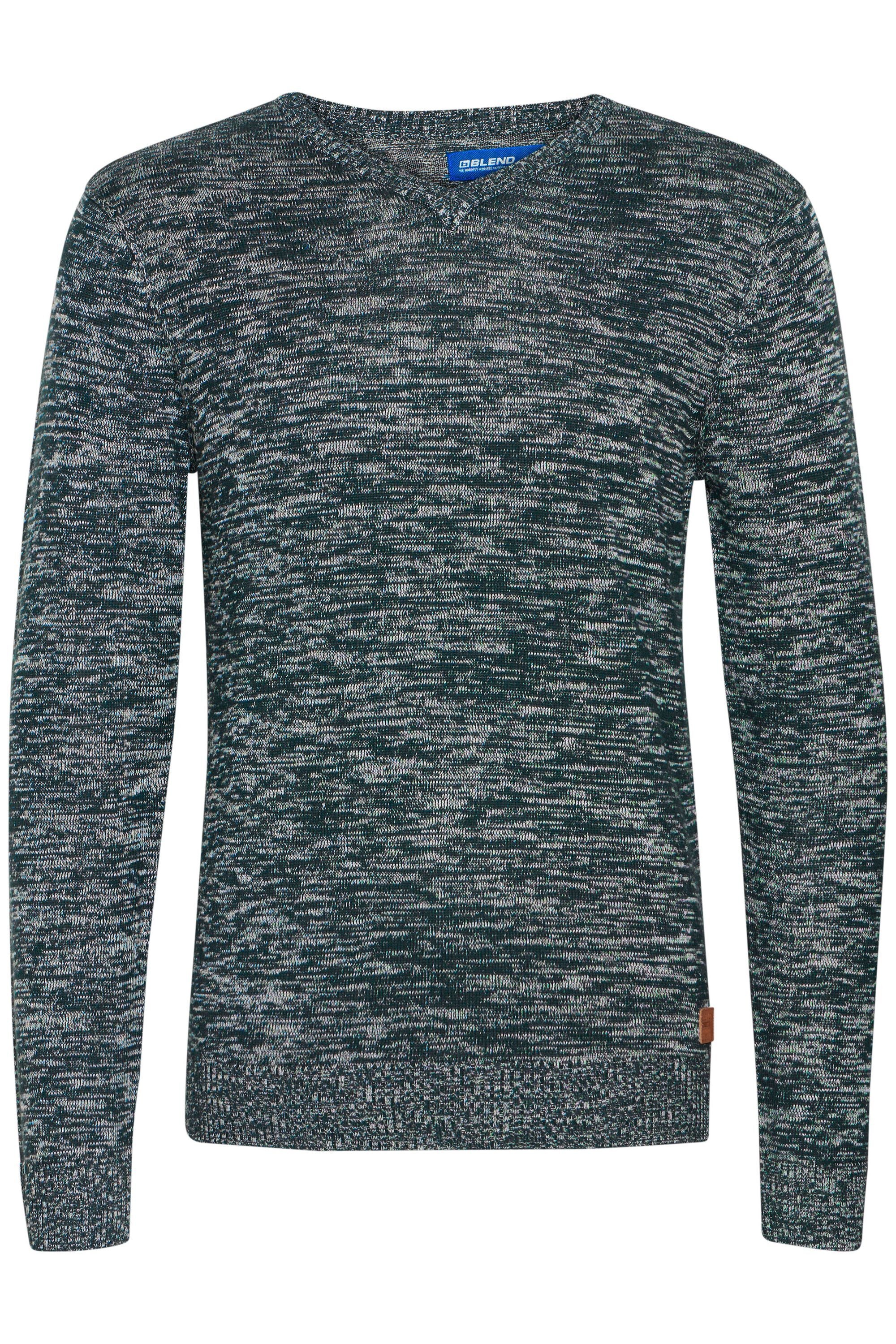 Strickpullover BLEND "BHDansel", Herren, Gr. 3XL, blau (navy), Feinstrick, 50% Baumwolle, 50% Polyacryl, meliert, regular fit, V-Ausschnitt, eingesetzt, Pullover Strickpullover, Feinstrickpullover mit V-Ausschnitt