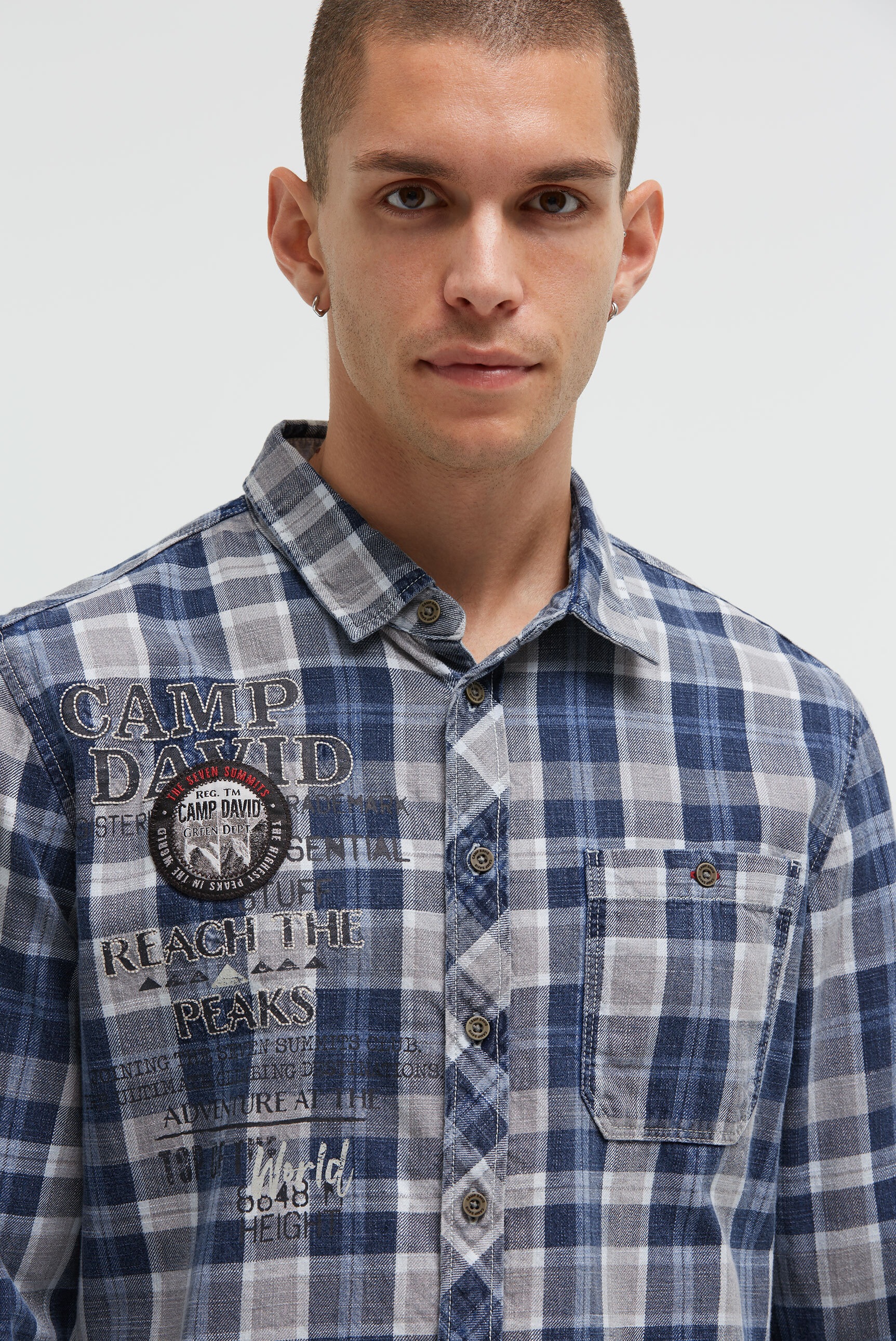 CAMP DAVID Langarmhemd mit Brusttasche