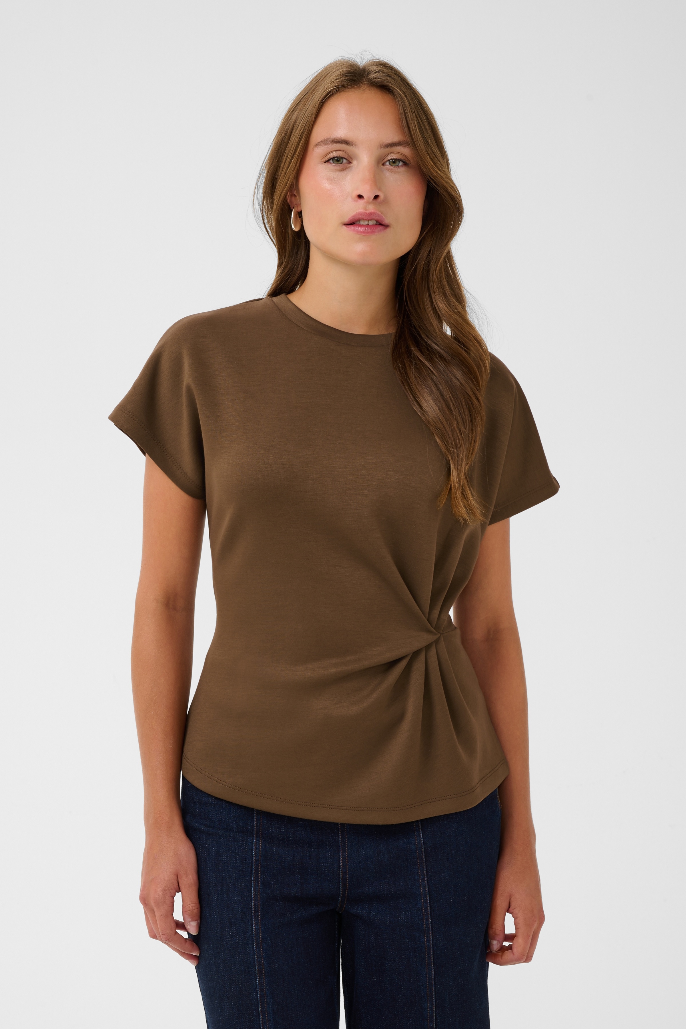 Saint Tropez Kurzarmbluse "TheoSZ Blouse" Materialmix, Fitted