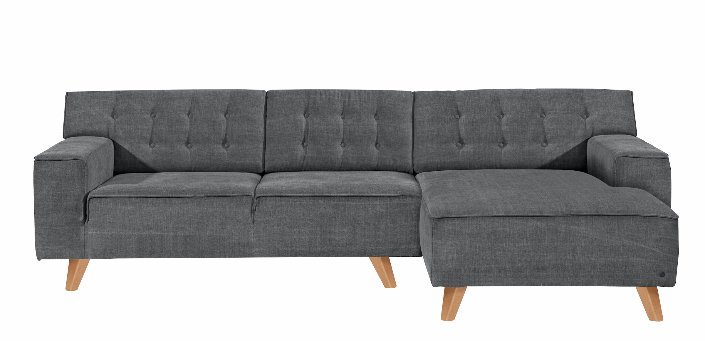 Ecksofa »NORDIC CHIC«, mit Recamiere, im Retrolook, Füße Buche natur