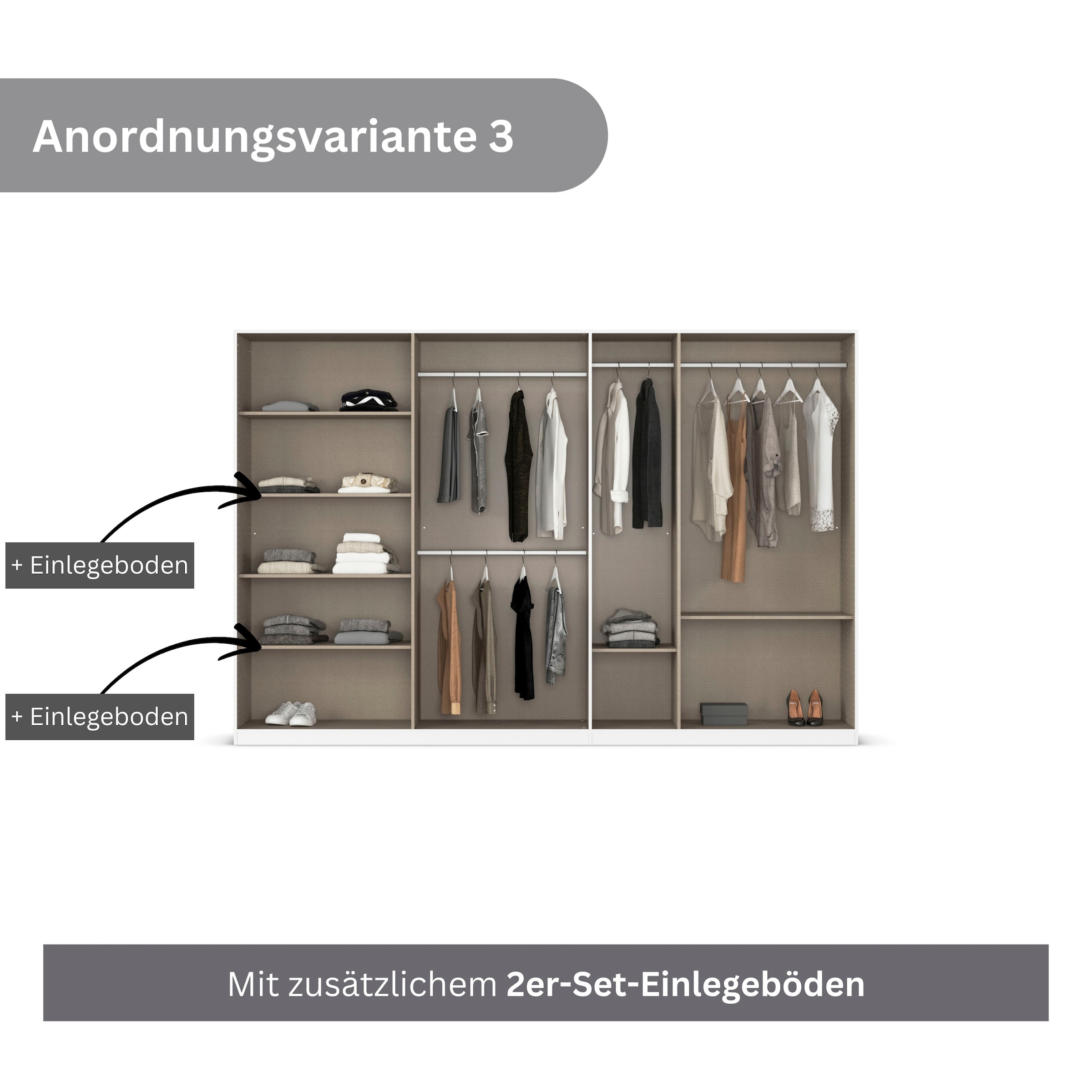 rauch Drehtürenschrank »Kleiderschrank Schrank Garderobe AGORDO mit Dekor- oder Hochglanzfront«, (in zwei Griff-Farben), durchdachte Innenausstattung, in 6 Breiten und 2 Höhen MADE IN GERMANY