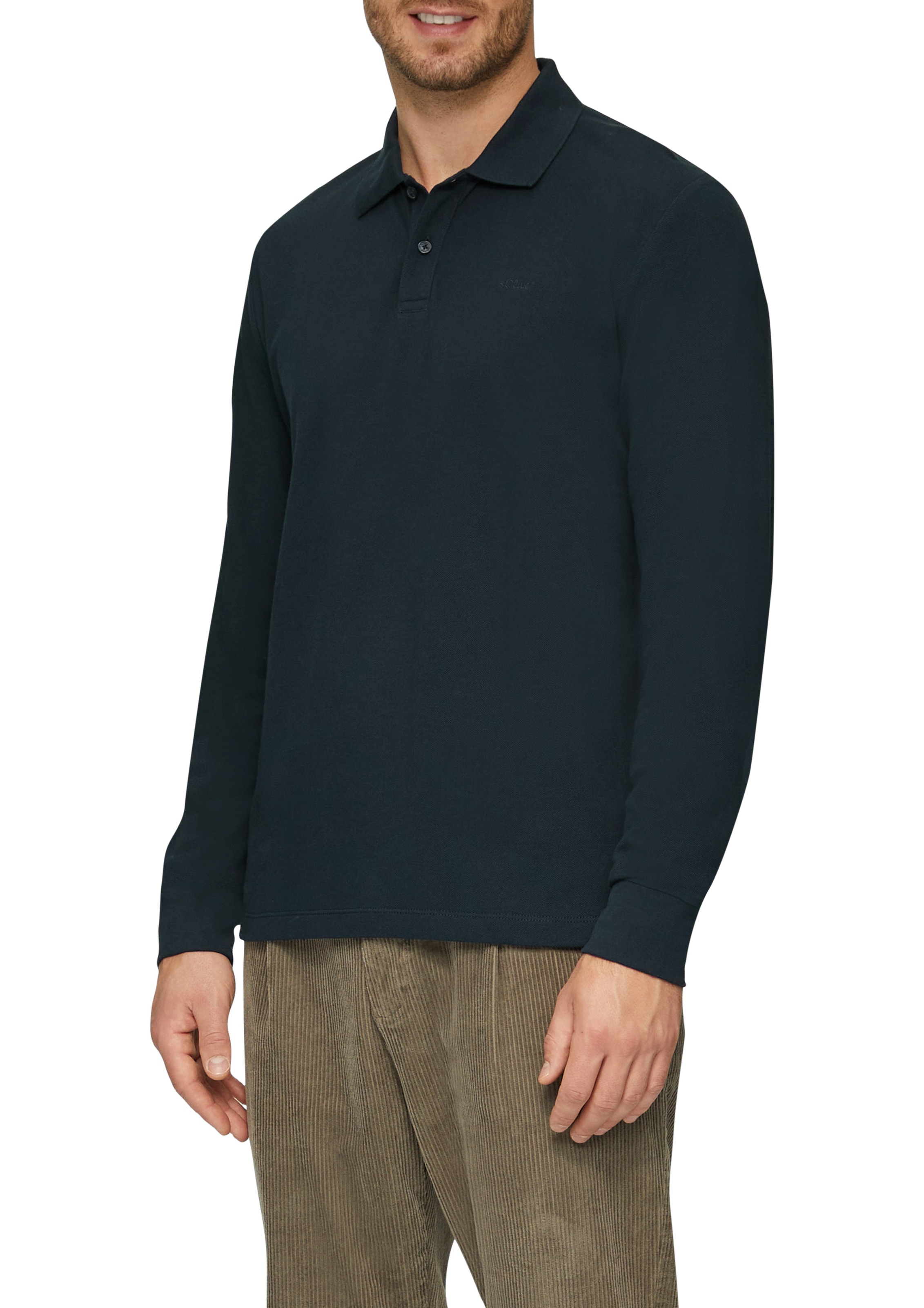 s.Oliver Langarm-Poloshirt su Logo Stickerei