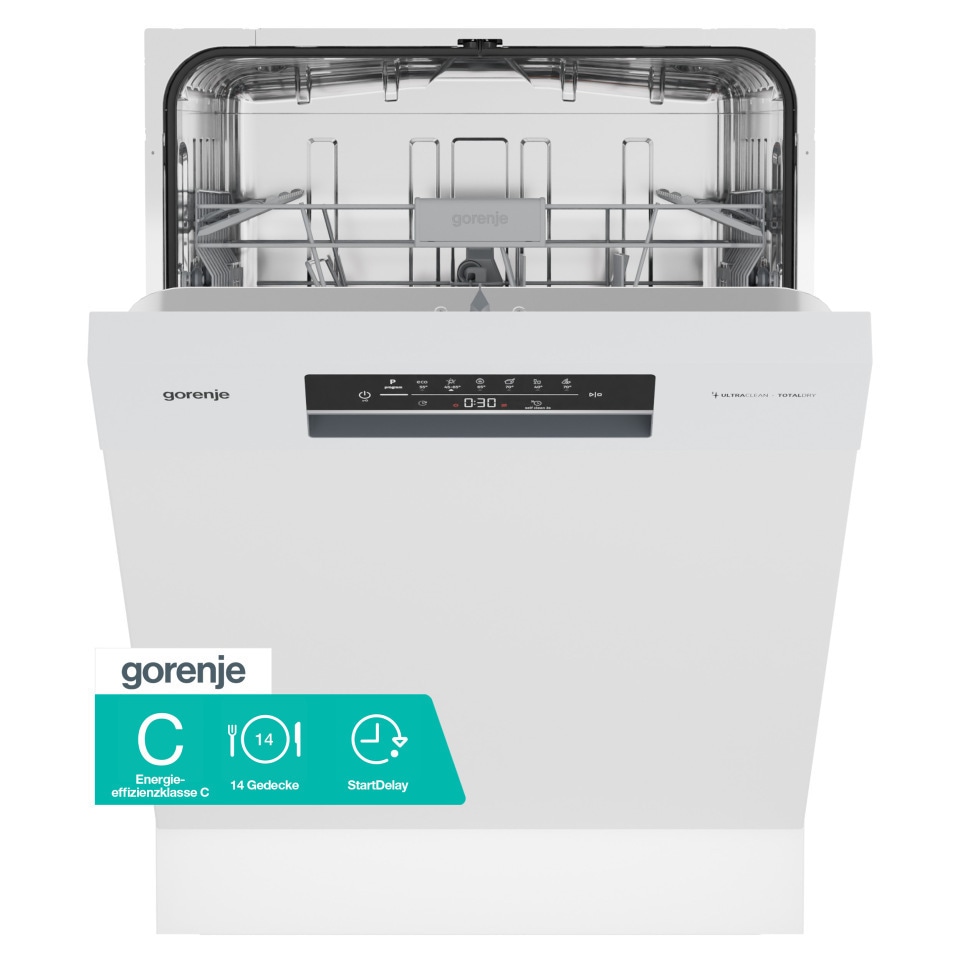 GORENJE Unterbaugeschirrspüler "GU642C90W" 9,7 l 14 tlg. Maßgedecke auto. Türöffnung, Hygiene Programm, Startzeitvorwahl