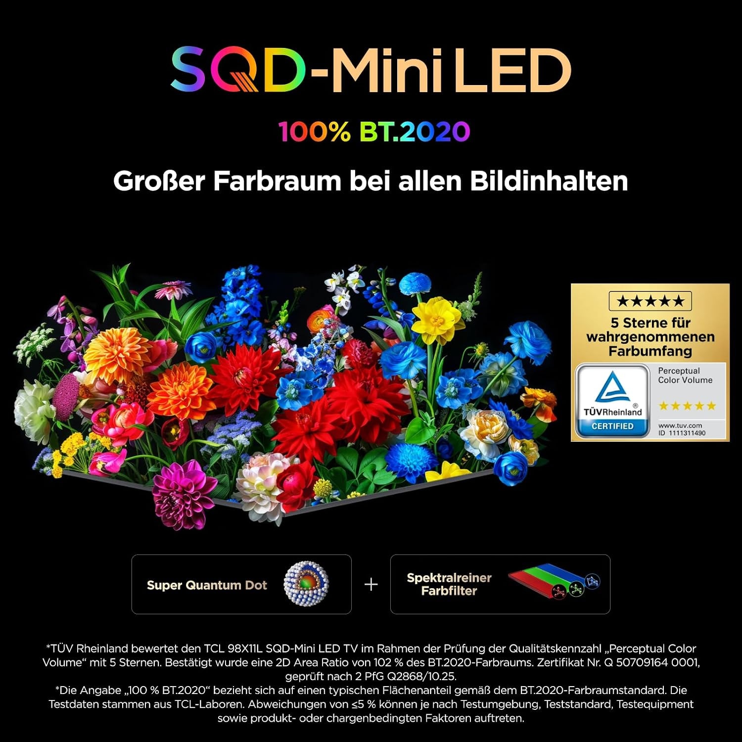 TCL Mini-LED-Fernseher »75C8LX1« 189 cm/75 ″ SQD-Mini LED, HDR 6000 Nits, 100%BT.2020, 144Hz, AiPQ Pro,Dolby Vision