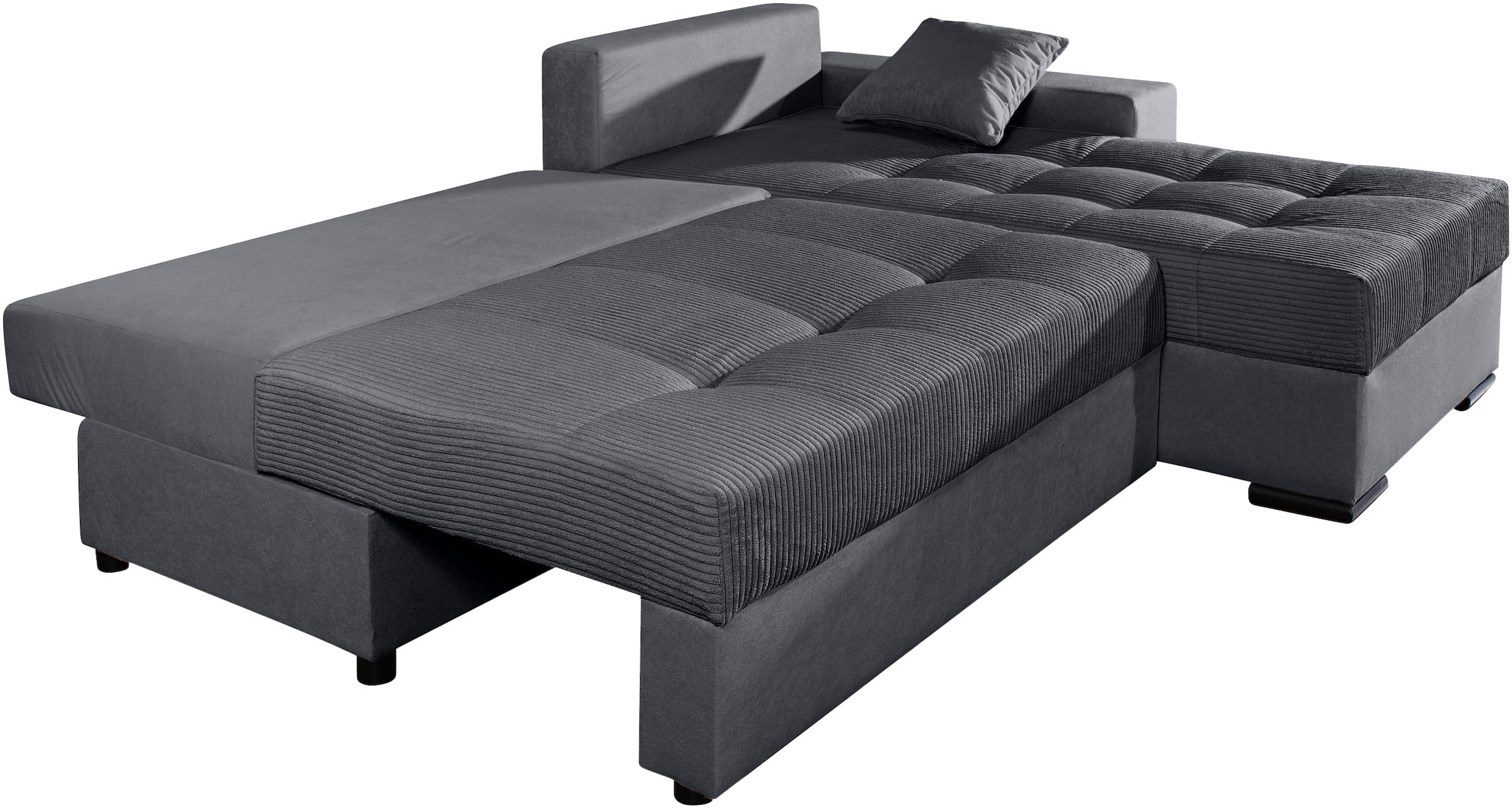 COLLECTION AB Ecksofa »Josy L-Form, B: 214 cm in Cord, Cord-Mix« mit Bettfunktion, Bettkasten & 2 Zierkissen, Federkern