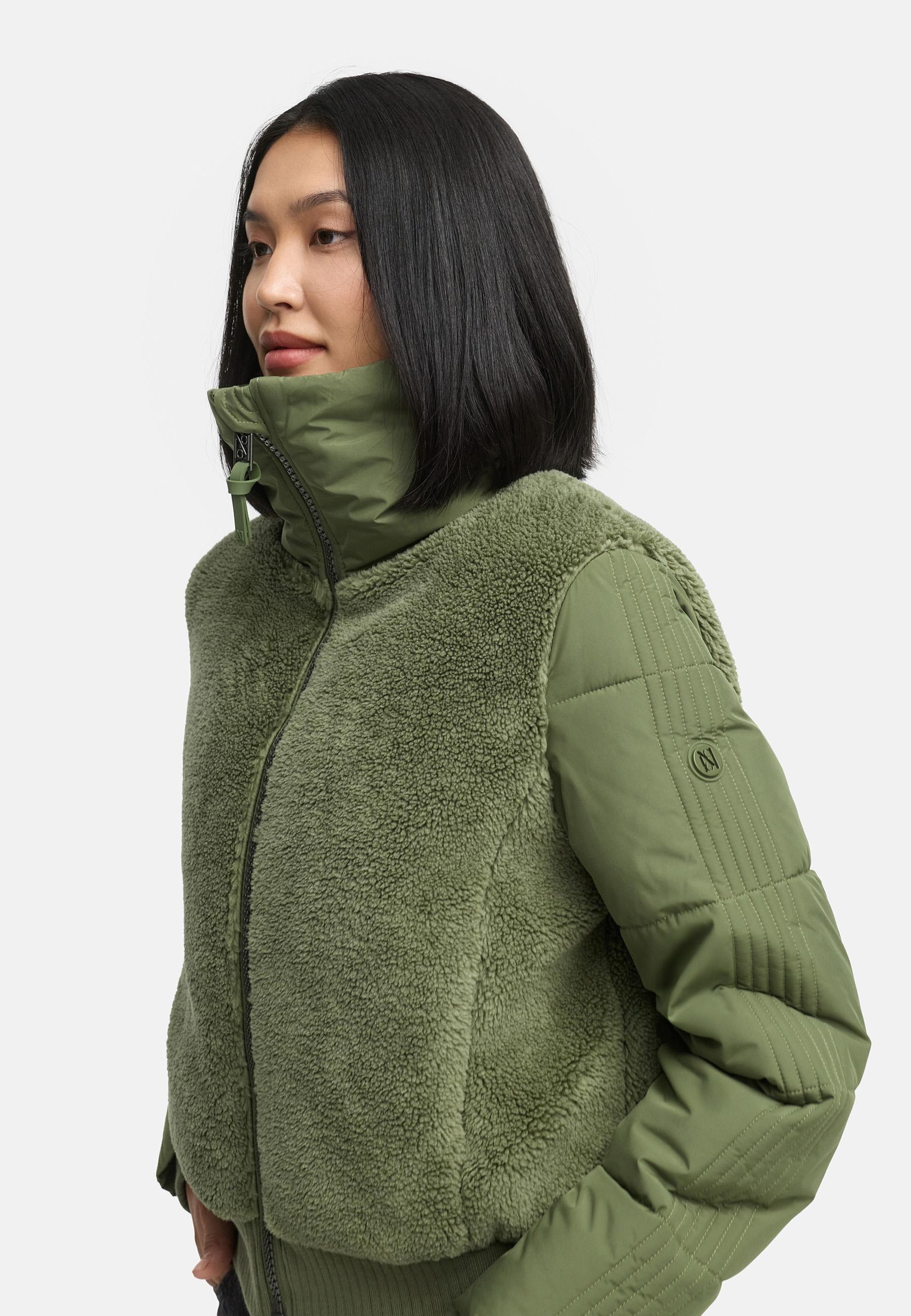 Navahoo Plüschjacke »Teddyzone 14«, ohne Kapuze, Teddy-Fleece Jacke mit hohem Kragen