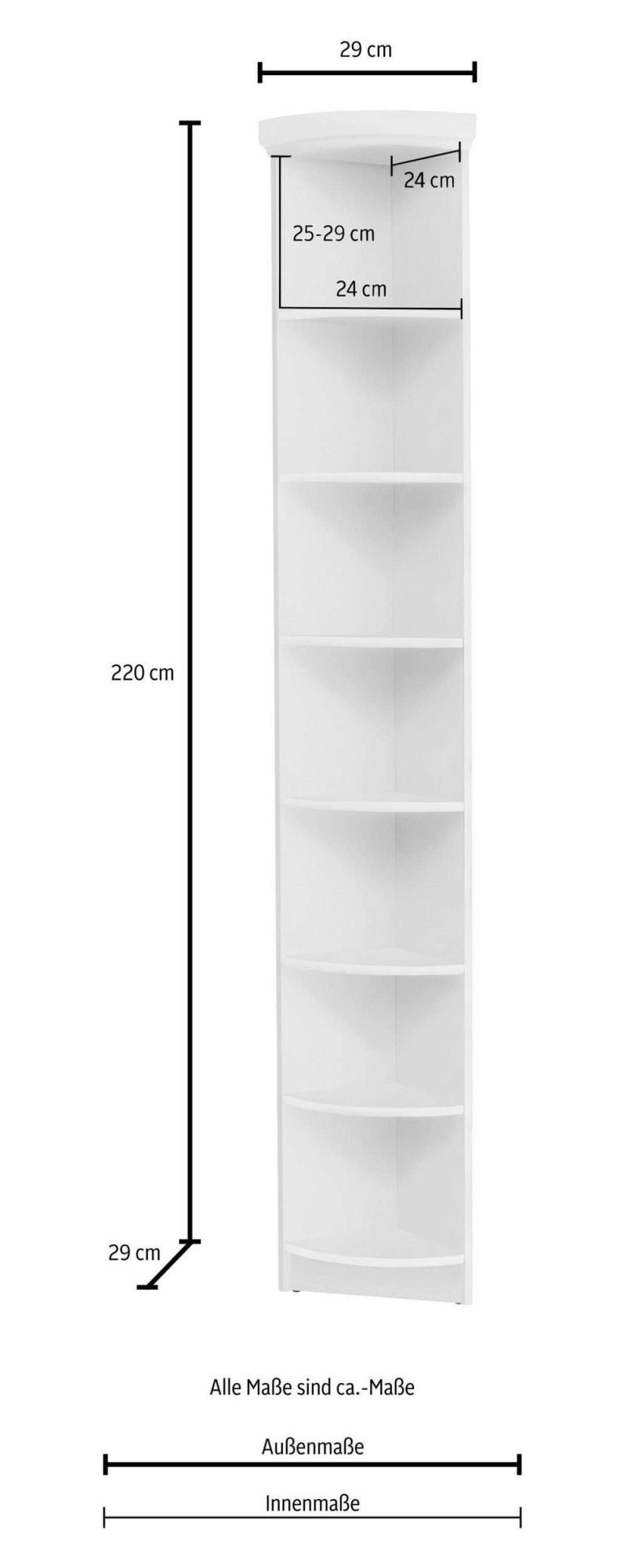 OTTO home Bibliothek »Soeren - 7-tlg. Set: mit 1 Regal B 80 cm., 1 Regal B 40 cm, 1 Eckregal« Set, 7 Stk. tlg. Inkl. 1 Vitrine,2 gerundeten Abschlussregalen und 1 Holzleiter,H220 cm