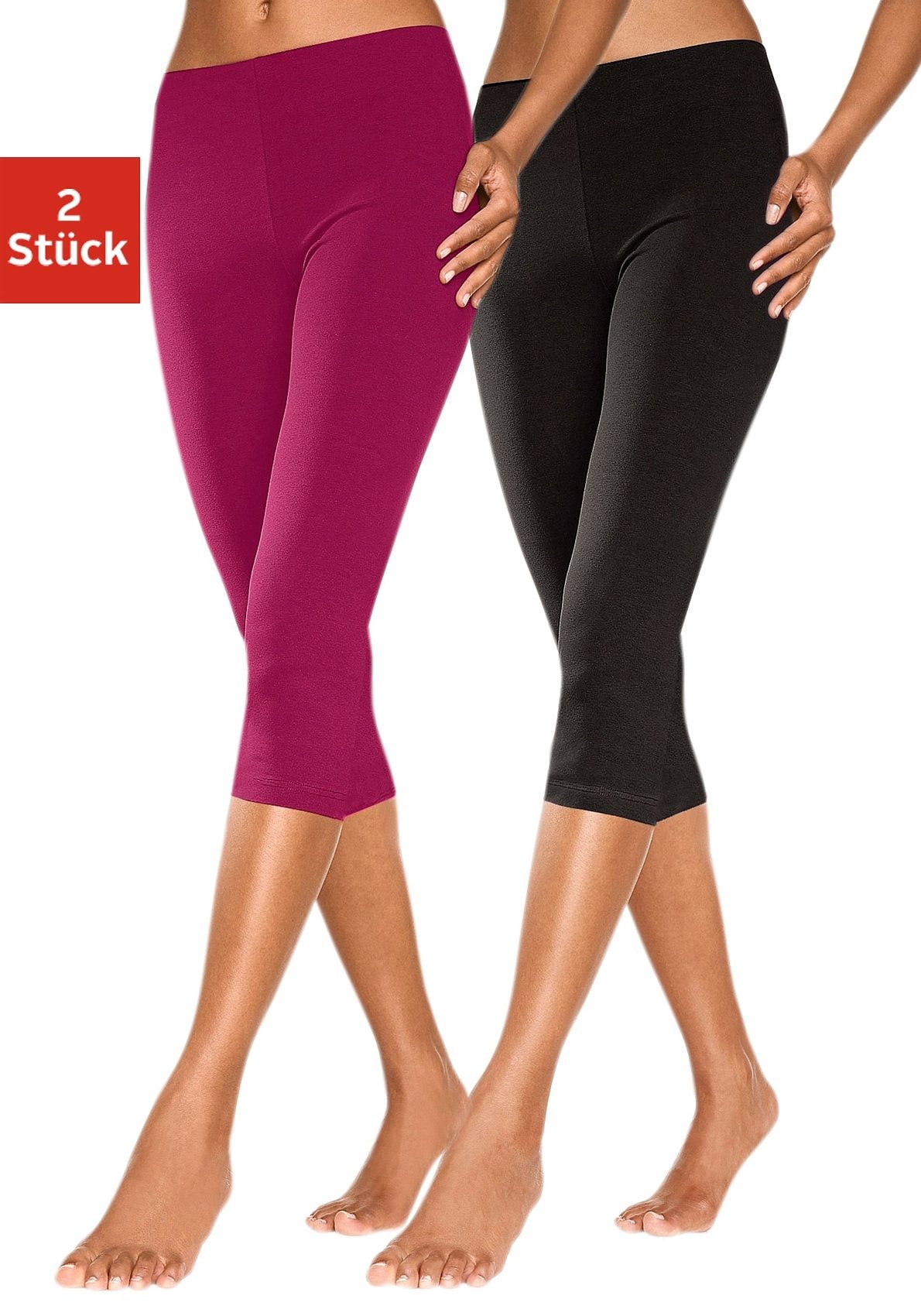 Vivance active Caprileggings, (2er-Pack), mit Gummibund, Loungewear