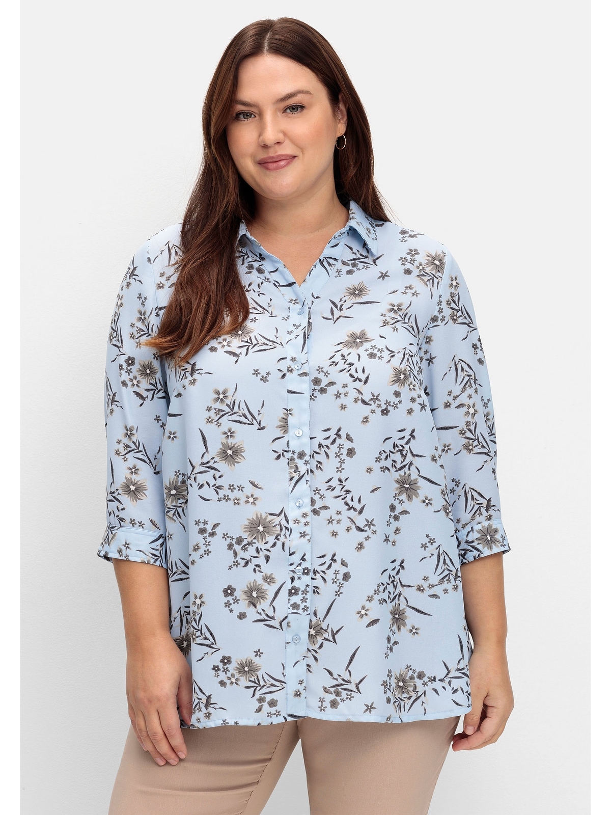 Sheego Druckbluse "Große Größen", in leichter A-Linie, mit floralem Print