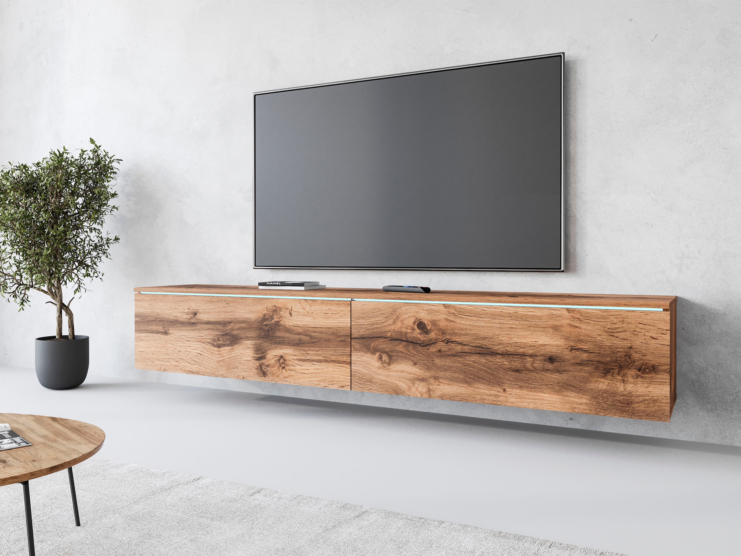 INOSIGN Lowboard »LOWBOARD VERA«, moderne grifflose TV-Board, TV-Schrank 180 cm, stehend und hängend