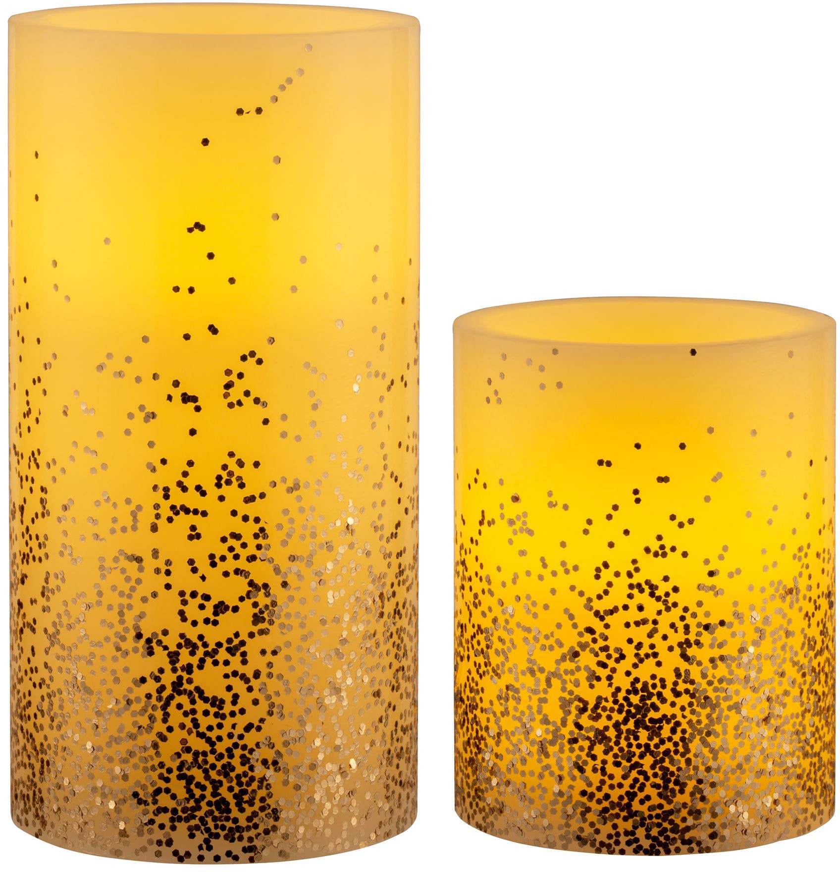 Pauleen LED-Kerze »Golden Glitter«, Wachskerze, Timer, elfenbein/Glitzer gold