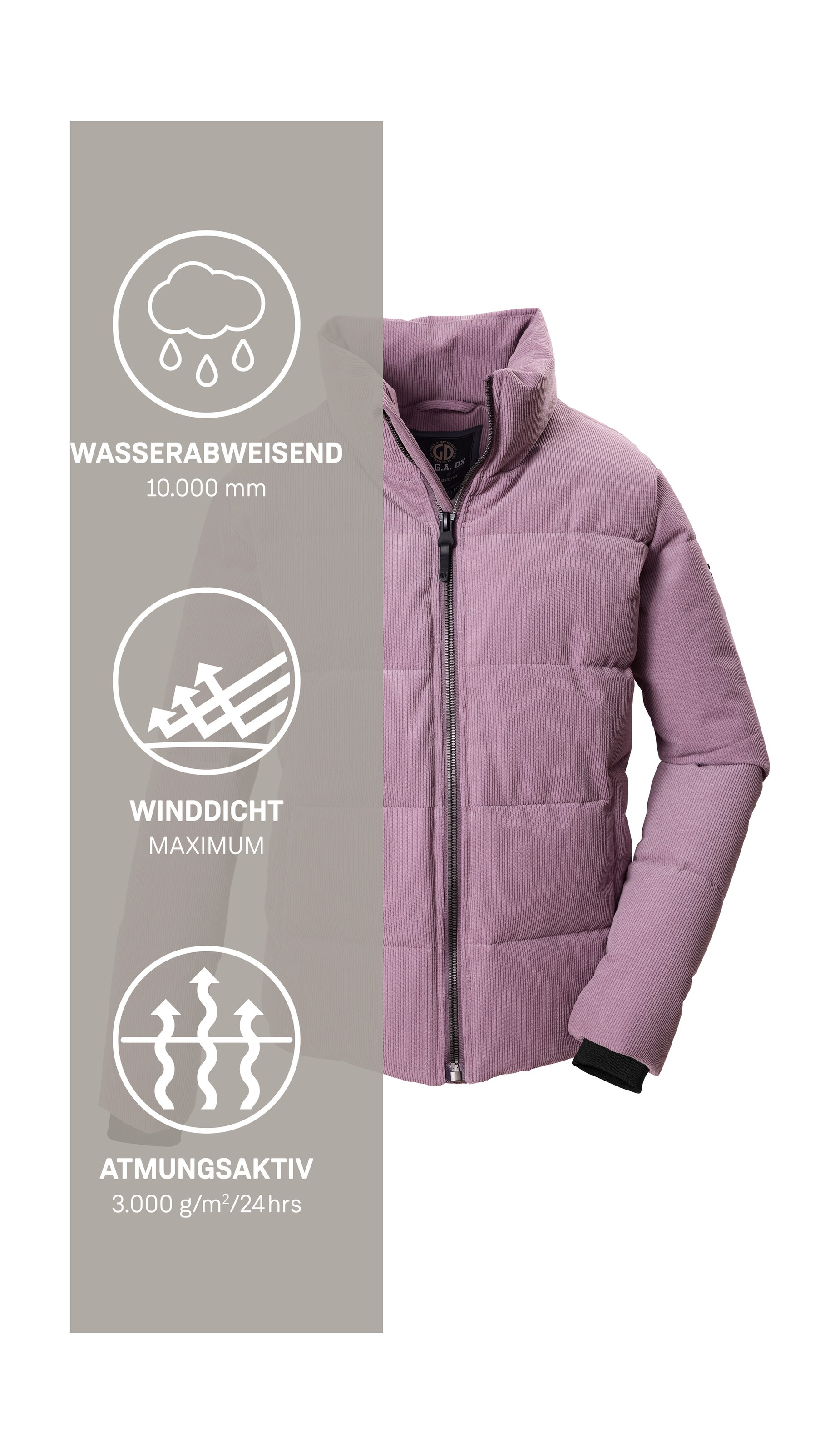 G.I.G.A. DX by killtec Steppjacke »GW 23 WMN QLTD JCKT« Wasserabweisende Damenjacke mit Feinkordoptik und Teflon EcoElite™