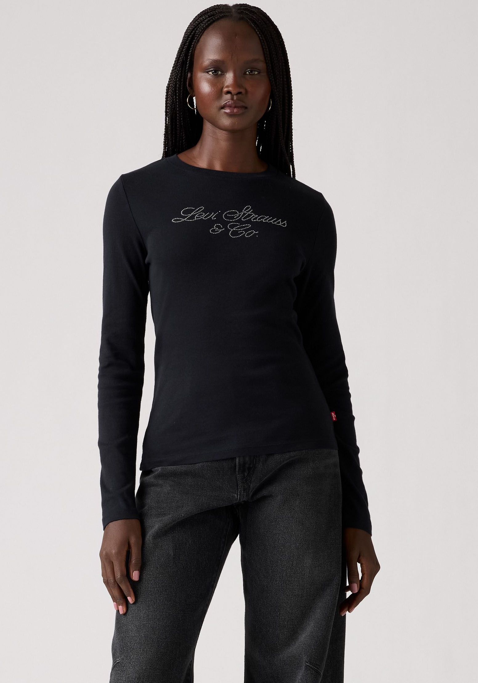 Levis Langarmshirt "GR ESSENTIAL LS T" mit Glitzersteinen günstig online kaufen