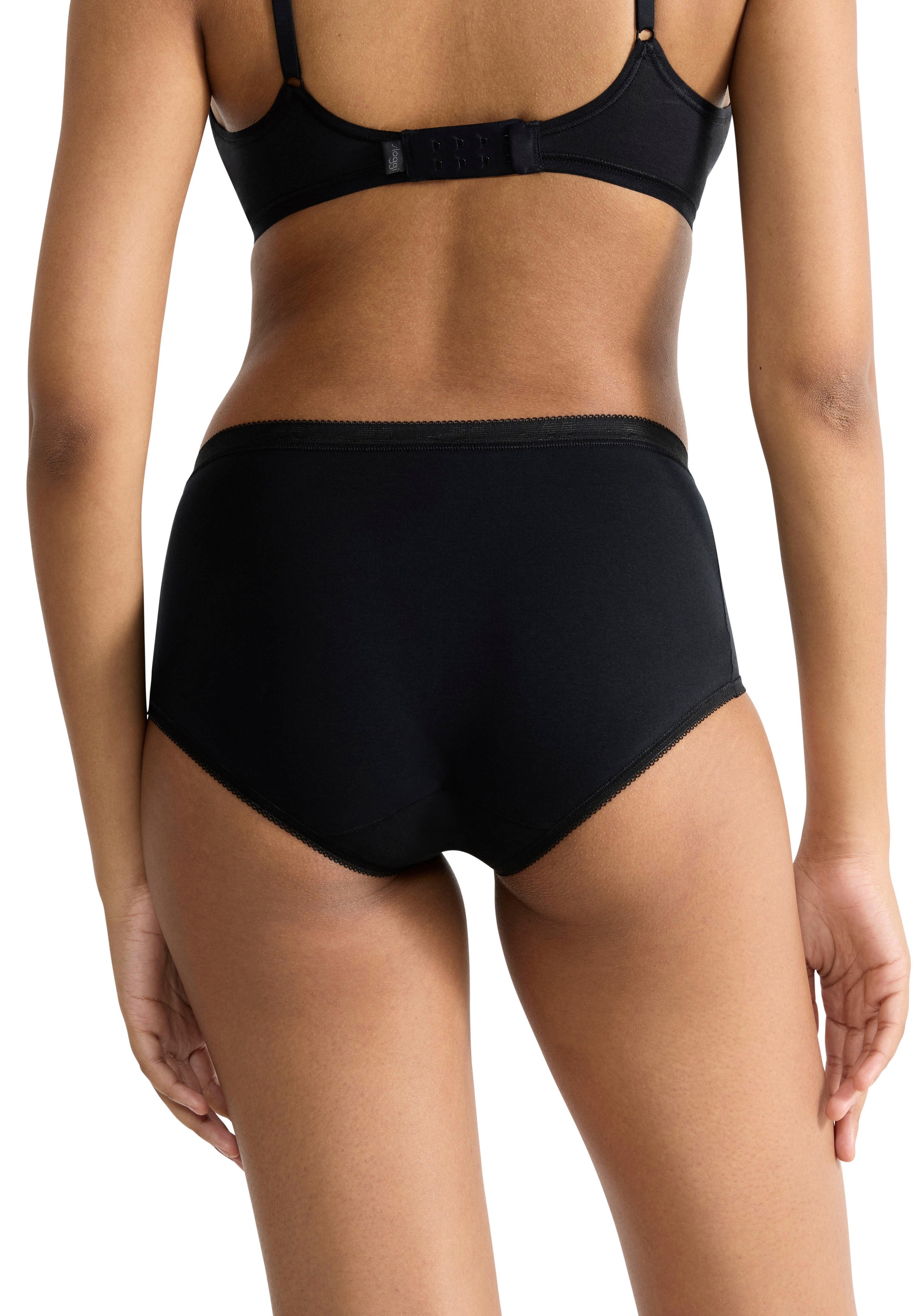 Midislip SLOGGI "Basic+", Damen, Gr. 42, schwarz, Single Jersey, Obermaterial: 95% Baumwolle, 5% Elasthan, leicht transparent, unifarben, körpernah, Unterhosen, perfekter Sitz, feminin, Baumwollmischung, Single Jersey, weich 7