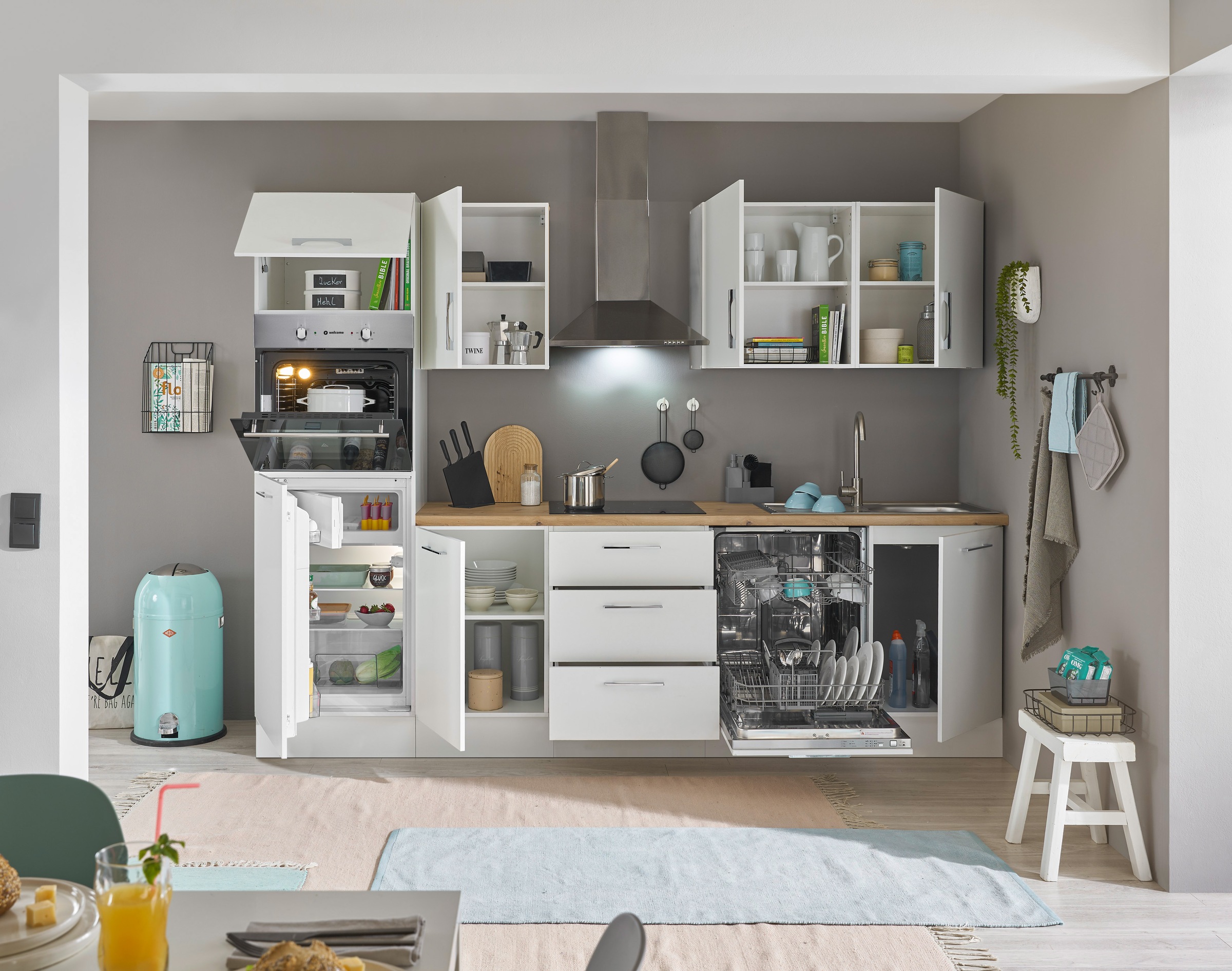 BASIC by Balculina Küchenzeile »Turin«, Breite 280 cm, wahlweise mit E-Geräten