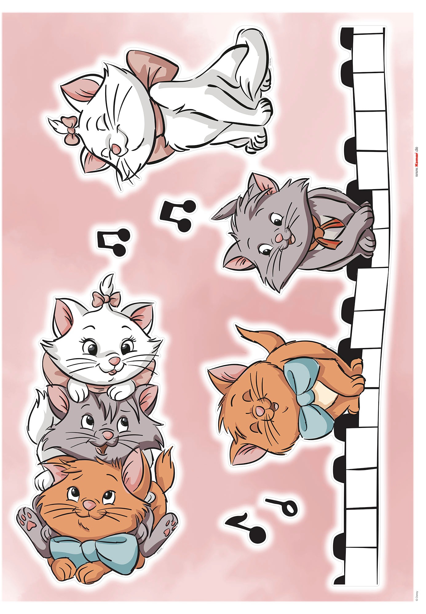 Komar Wandtattoo "Aristocats Kittens - Größe 50 x 70 cm" selbstklebend, Wandsticker, Kinderzimmer