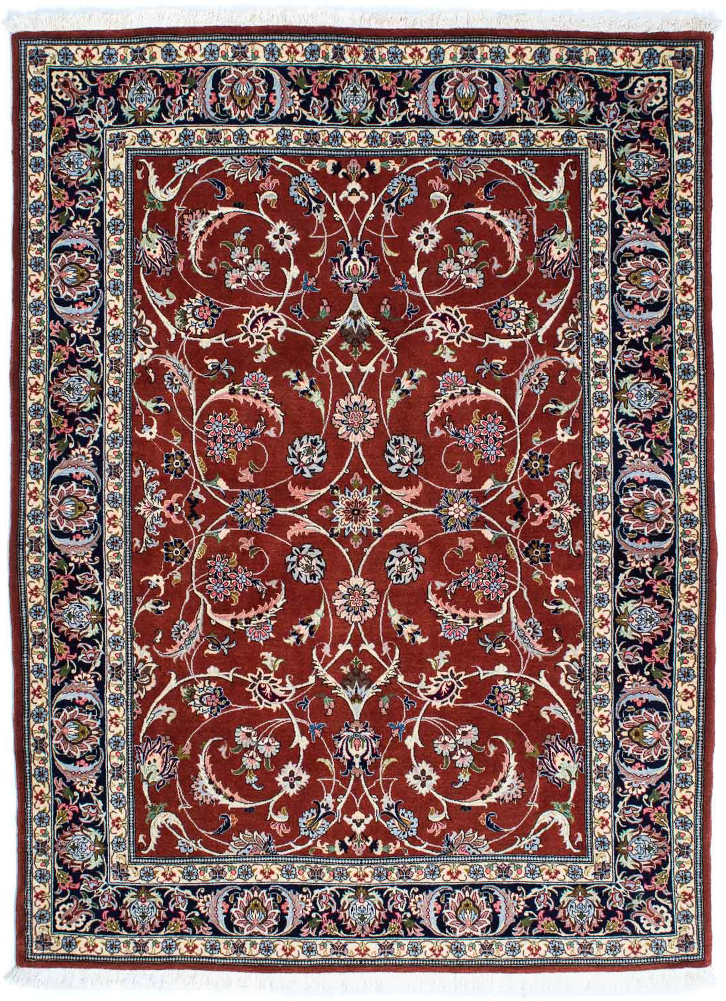 morgenland Orientteppich »Perser - Ghom - 181 x 136 cm - dunkelrot«, rechteckig, Wohnzimmer, Handgeknüpft, Einzelstück mit Zertifikat