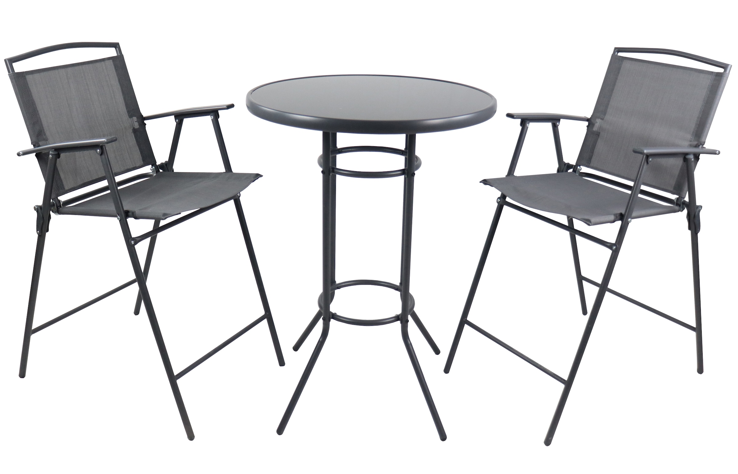 Garten-Essgruppe VCManthrazit, Sitzmöbel-Sets, "3 tlg. Barset Stehtisch Barstuhl Bartisch Garlos"