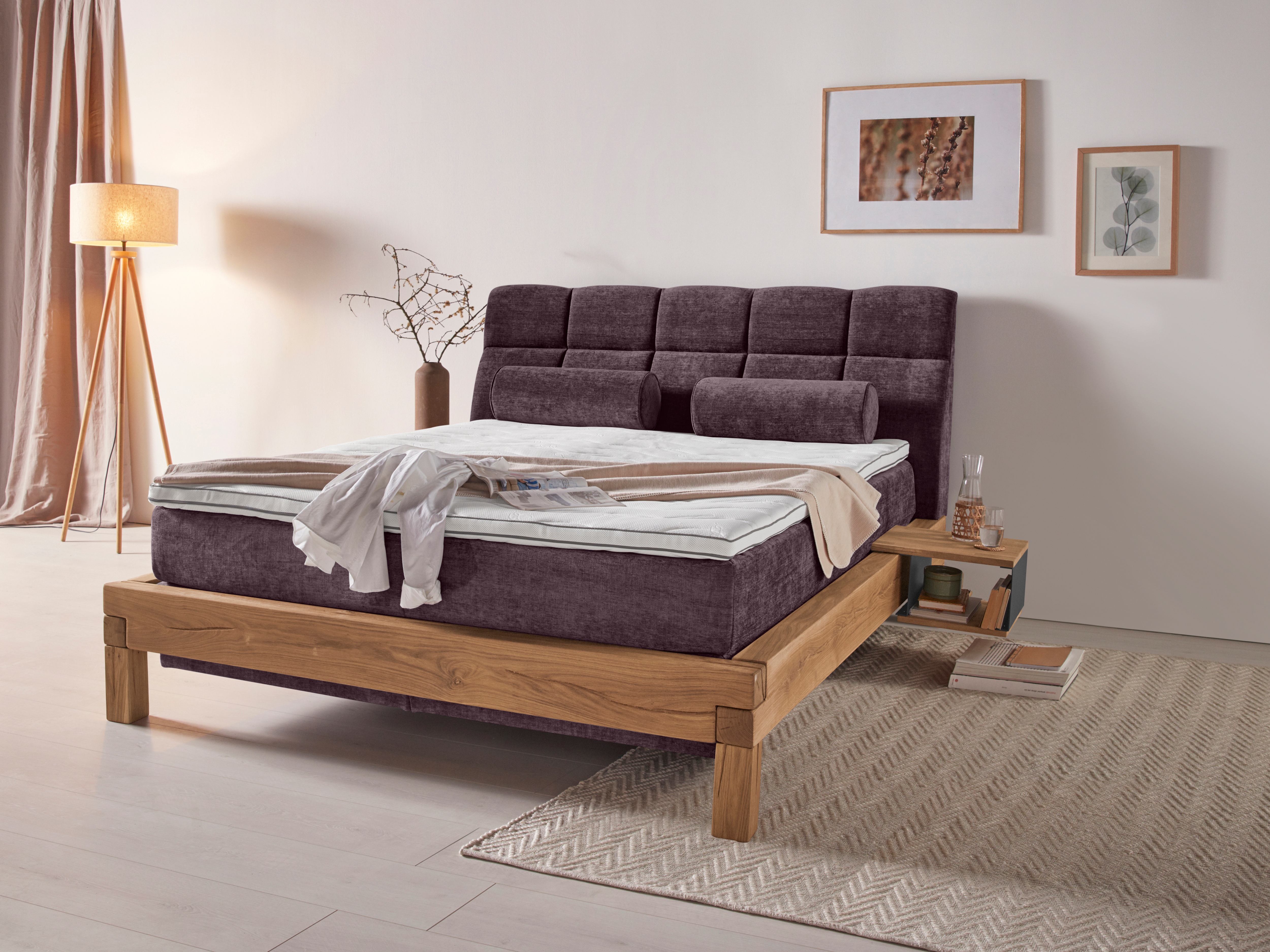 Home affaire Boxspringbett "Villads" Liegefläche: 160/200 cm aus Balkeneiche, Inside-Boxspring-Unterbau