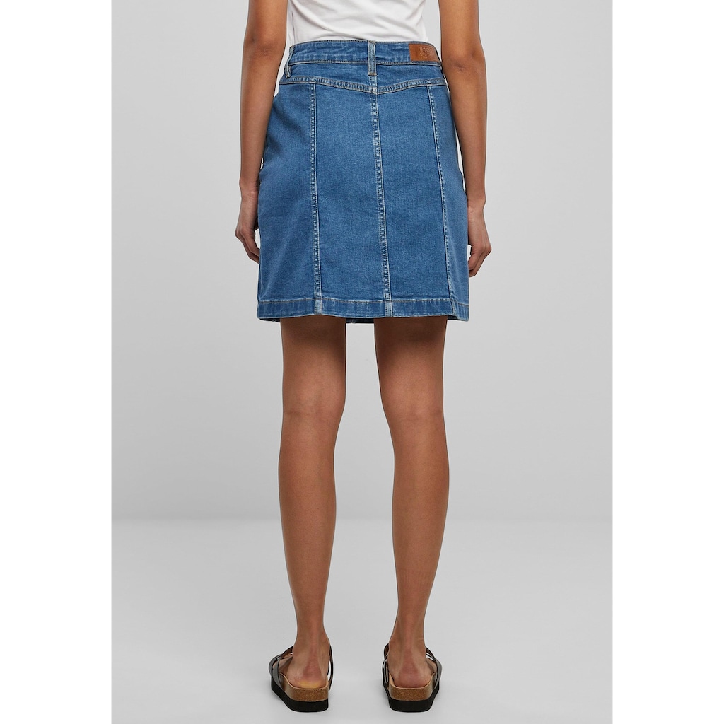 URBAN CLASSICS Sommerrock »Urban Classics Damen Ladies Organic Stretch Button Denim Skirt«, (1 tlg.)