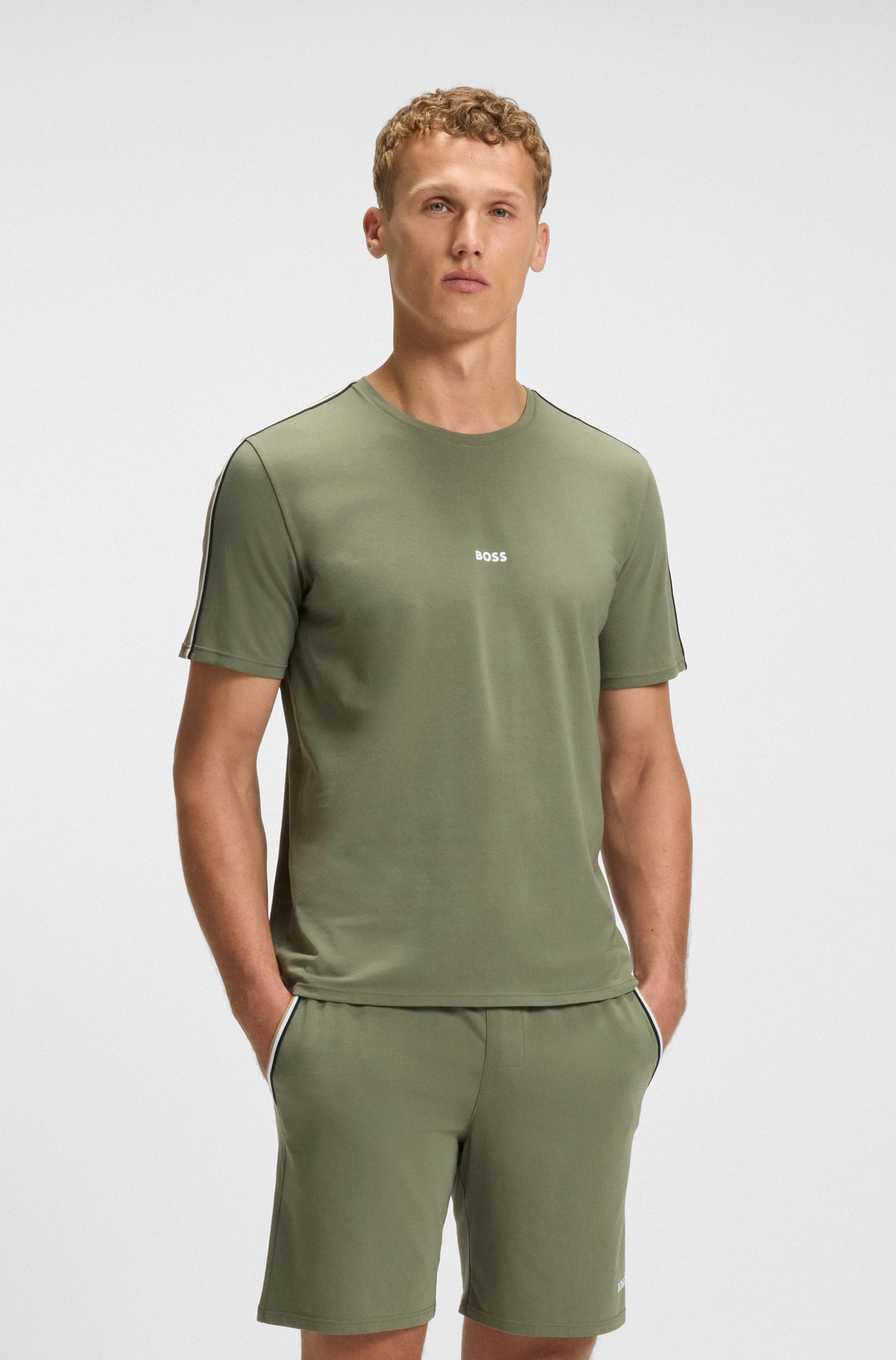 BOSS T-Shirt "Unique", aus elastischer Baumwolle mit Tape-Details, regular günstig online kaufen