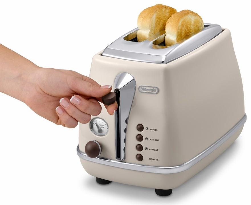 De'Longhi Toaster »Incona Vintage »CTOV 2103.BG««, 2 kurze Schlitze, 900 W, im Retro Look, cremefarben