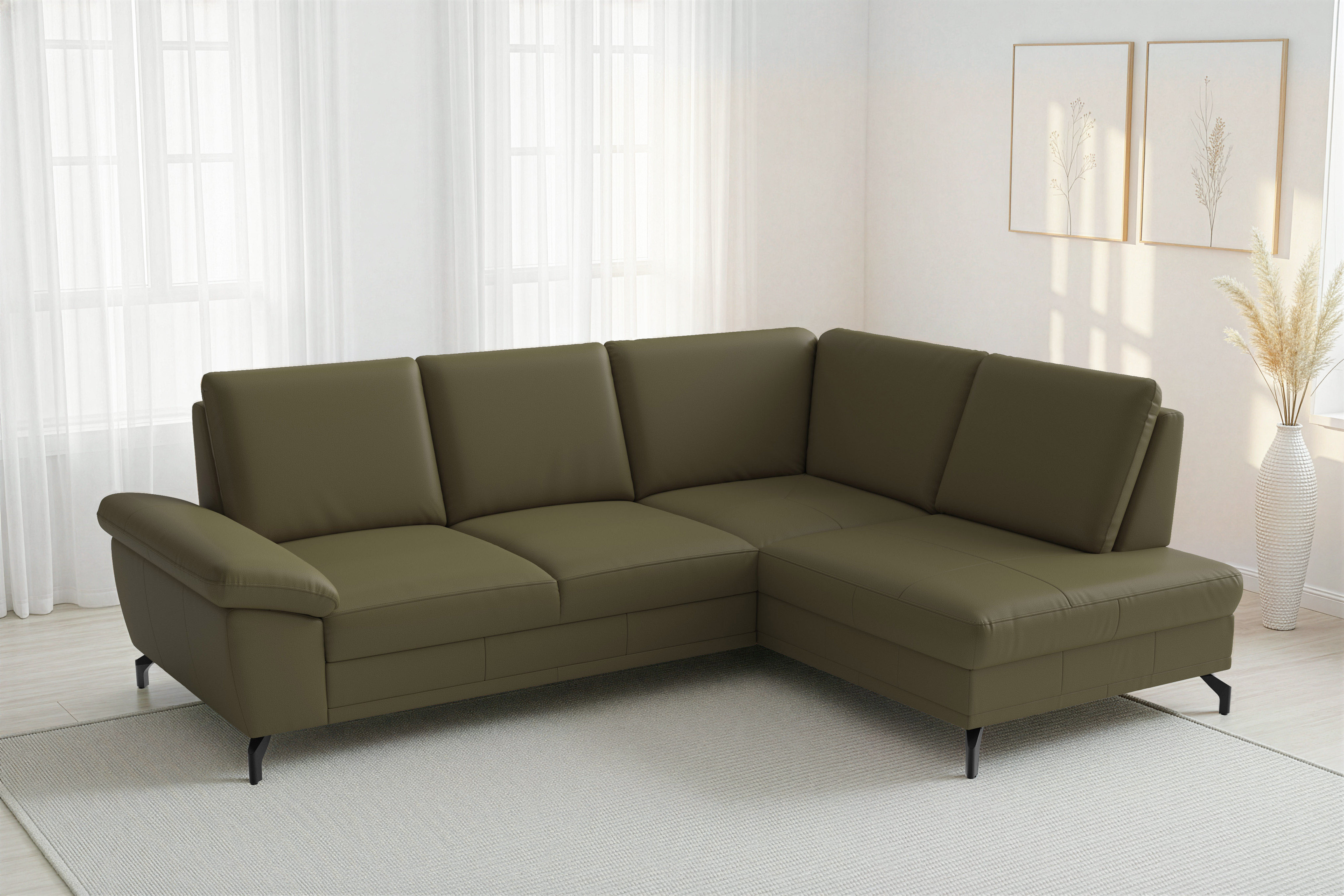 sit&more Ecksofa "Chelsea L-Form, B: 249 cm, Armteil- & Sitztiefenverstellung, Leder" optional mit Schlaffunktion und Bettkasten