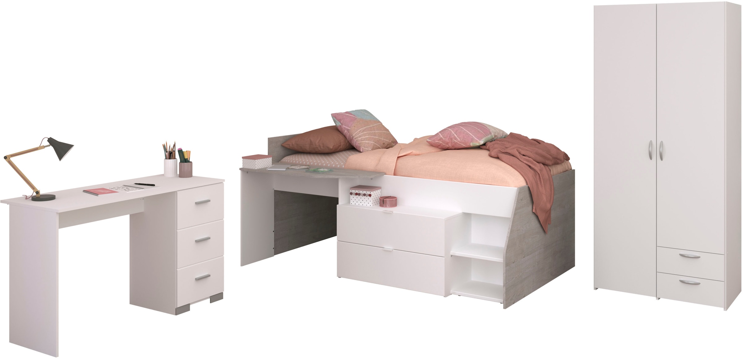 Parisot Jugendzimmer-Set "Parisot Milky 13" 3 Stk. tlg. viel Stauraum, halb günstig online kaufen