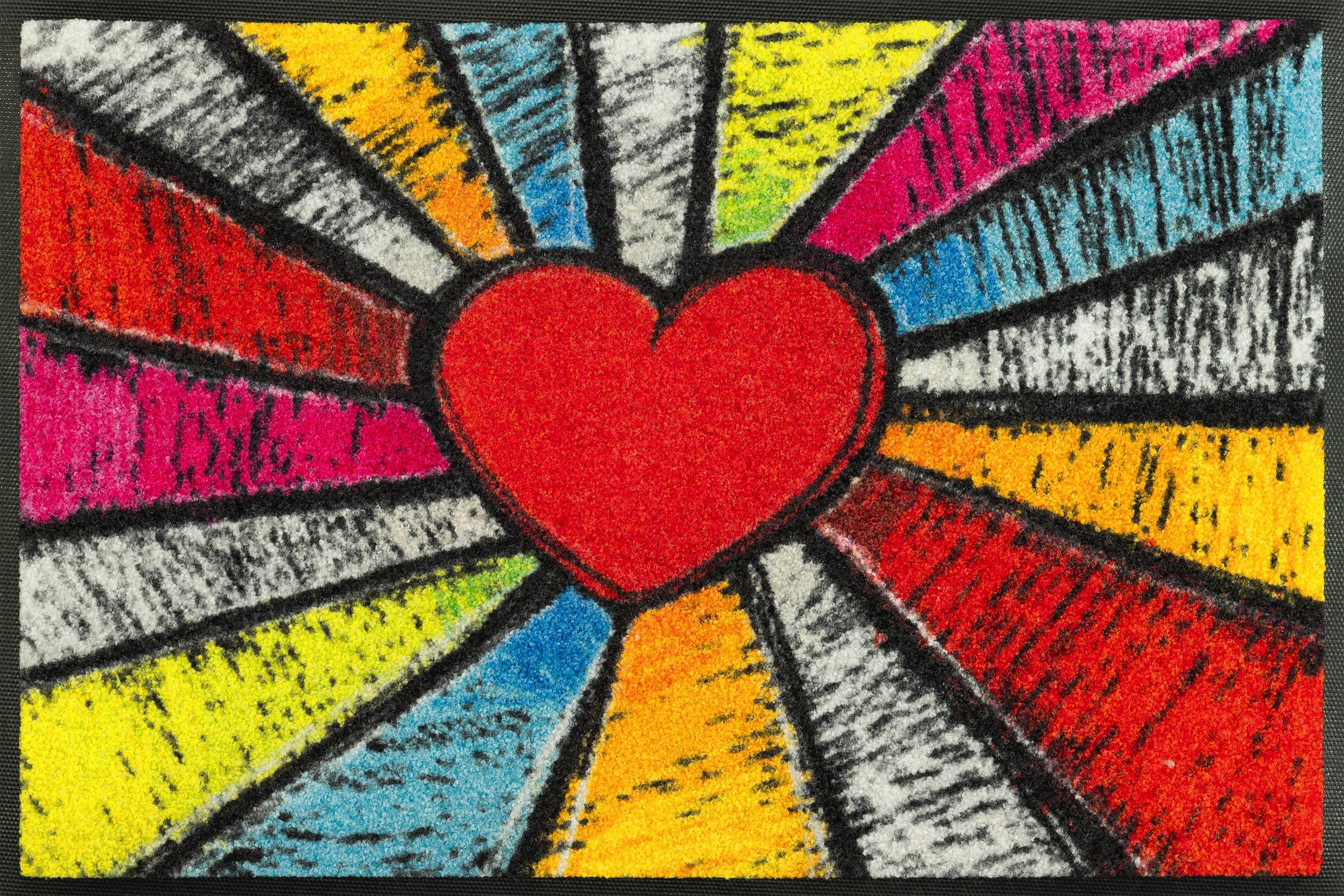 wash+dry by Kleen-Tex Fußmatte "Pop Art Heart" rechteckig 7 mm Höhe