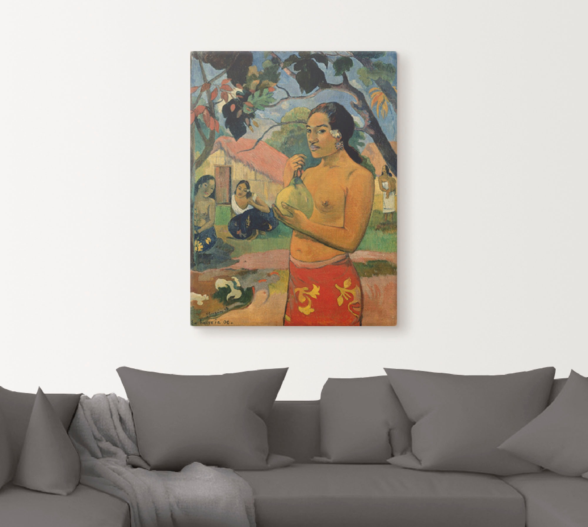 Artland Leinwandbild »Frau die eine Frucht hält«, Frau, (1 St.), auf Keilrahmen gespannt