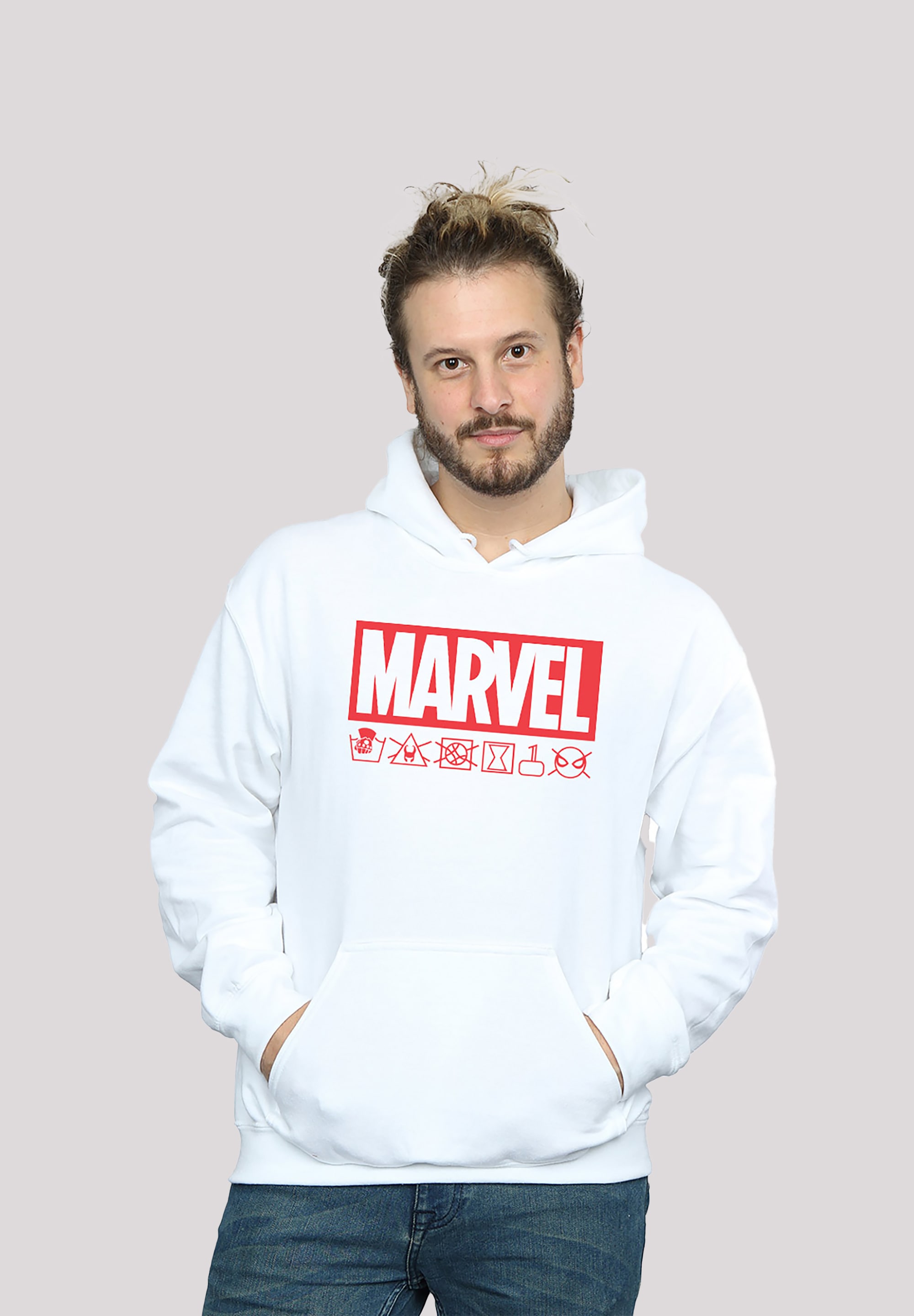 F4NT4STIC Kapuzenpullover "Marvel Logo Wash Care Symbols", Herren,Premium M günstig online kaufen